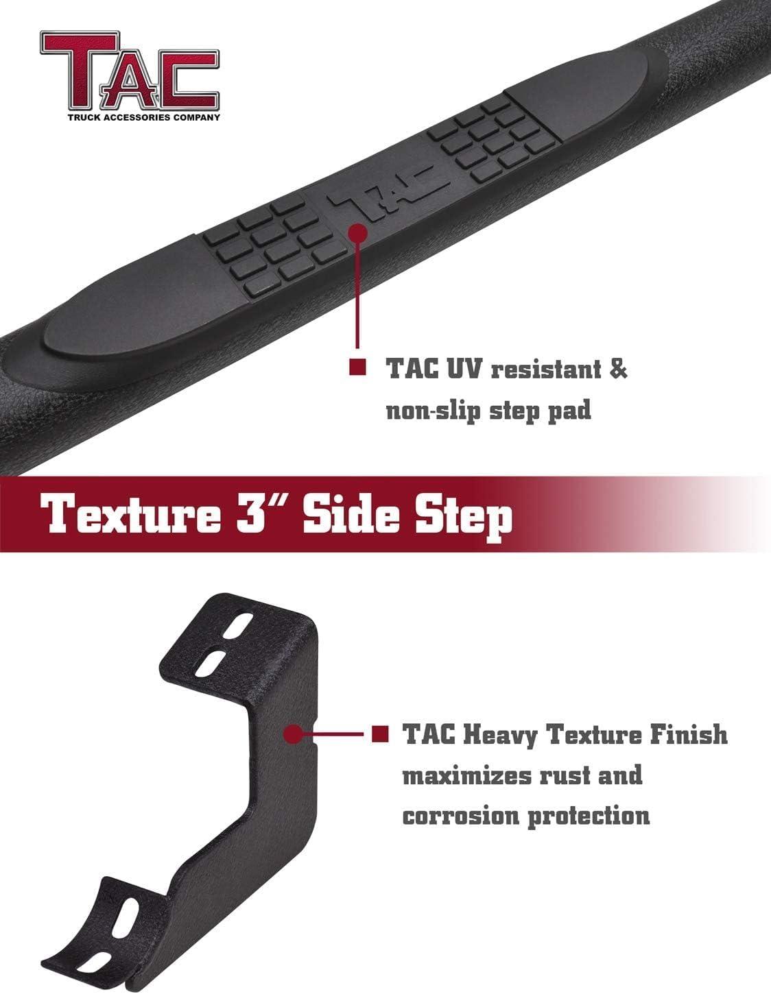 imageTAC 3 Texture Black Side Steps Running Boards Fit 20212024 Ford Bronco 4 Door Not for Bronco Sport SUV 3 Texture Black Side Bars Nerf Bars Off Road Accessories 2pcs3 inch Heavy Texture