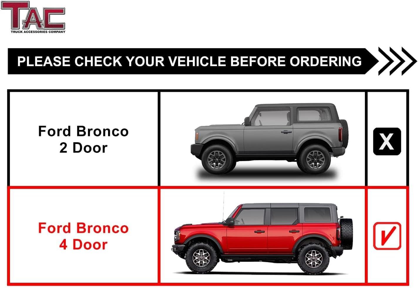 imageTAC 425quot Running Boards Side Steps Fit 20212025 Ford Bronco 4 Door Exclude Bronco Sport SUV Texture Black Nerf Bars OffRoad Accessories 2pcs5 inch Fine Texture