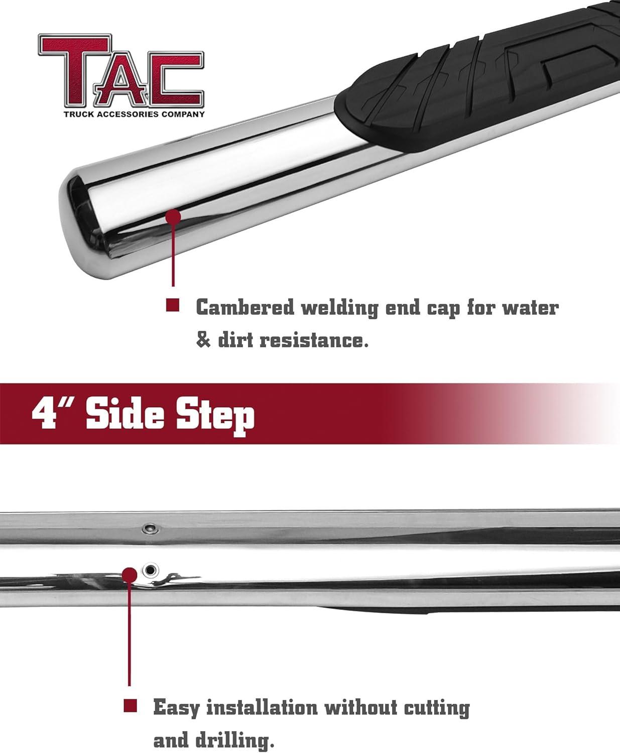 imageTAC Arrow Side Steps Fit 20152025 Ford F150 Supercrew Cab2225 F150 Lightning EV1725 F250F350F450F550 Super Duty Crew Cab Truck 5 Aluminum Texture Black Step Rails Nerf Bars OffRoad 2Pcs4 Inch Polish