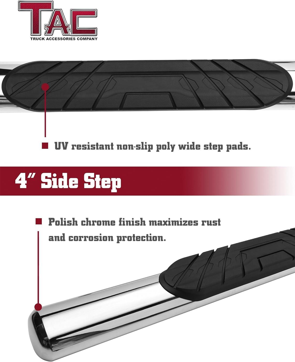 imageTAC Arrow Side Steps Fit 20152025 Ford F150 Supercrew Cab2225 F150 Lightning EV1725 F250F350F450F550 Super Duty Crew Cab Truck 5 Aluminum Texture Black Step Rails Nerf Bars OffRoad 2Pcs4 Inch Polish