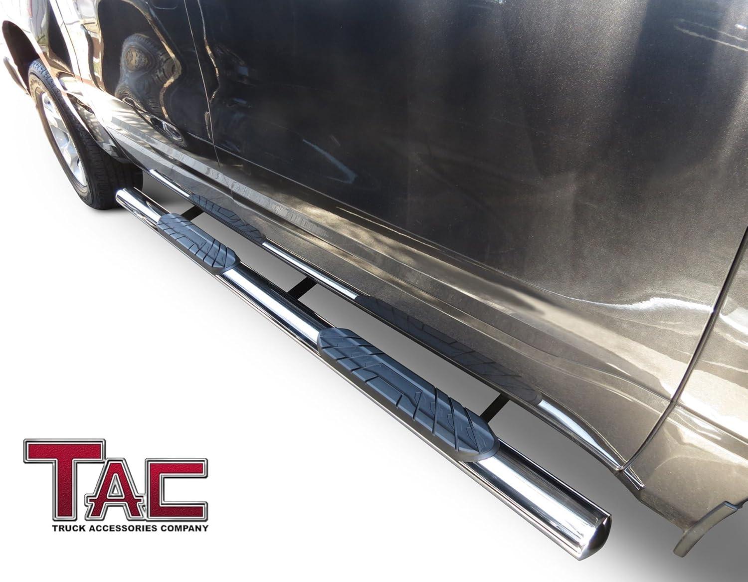 imageTAC Arrow Side Steps Fit 20152025 Ford F150 Supercrew Cab2225 F150 Lightning EV1725 F250F350F450F550 Super Duty Crew Cab Truck 5 Aluminum Texture Black Step Rails Nerf Bars OffRoad 2Pcs4 Inch Polish