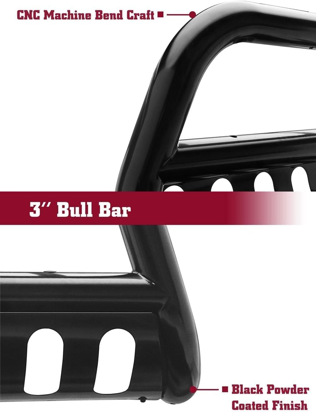 imageTAC Bull Bar 3 Texture Black Fit 20212025 Ford Bronco SUV Front Bumper Grille Guard Brush Guard Off Road AccessoriesGloss