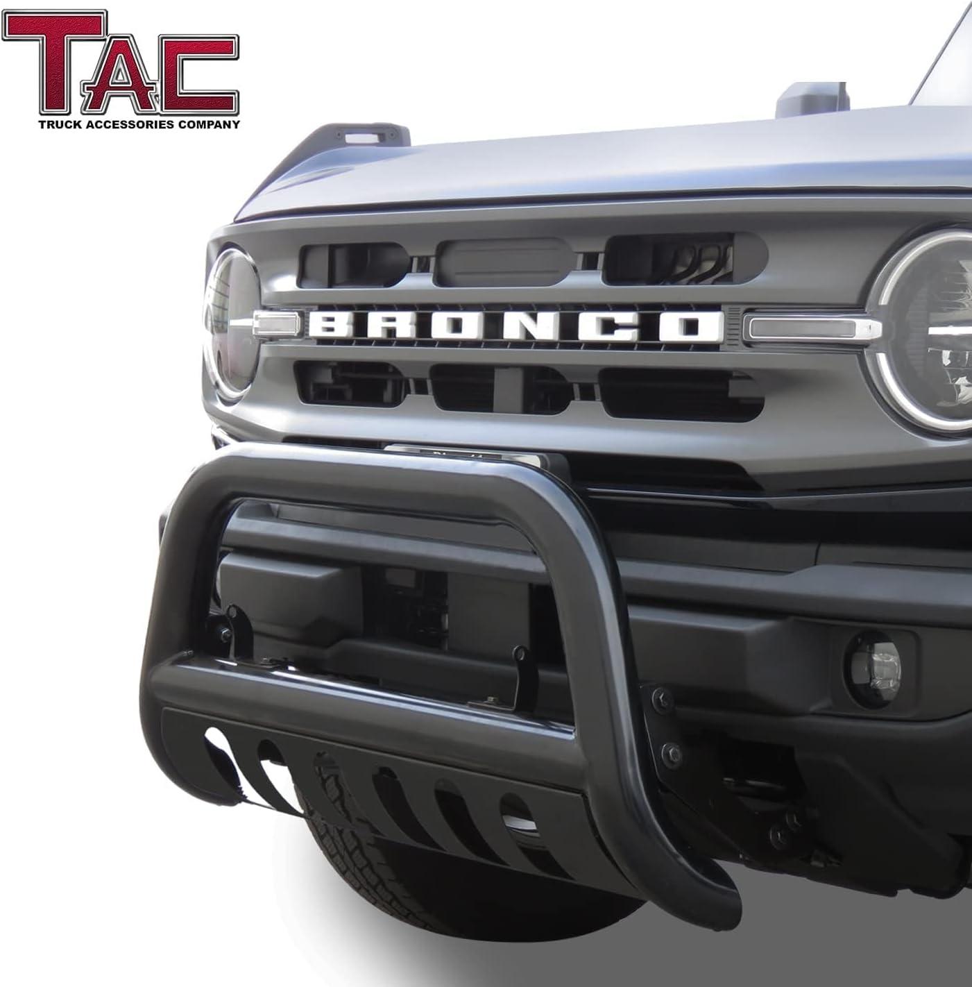 imageTAC Bull Bar 3 Texture Black Fit 20212025 Ford Bronco SUV Front Bumper Grille Guard Brush Guard Off Road AccessoriesGloss