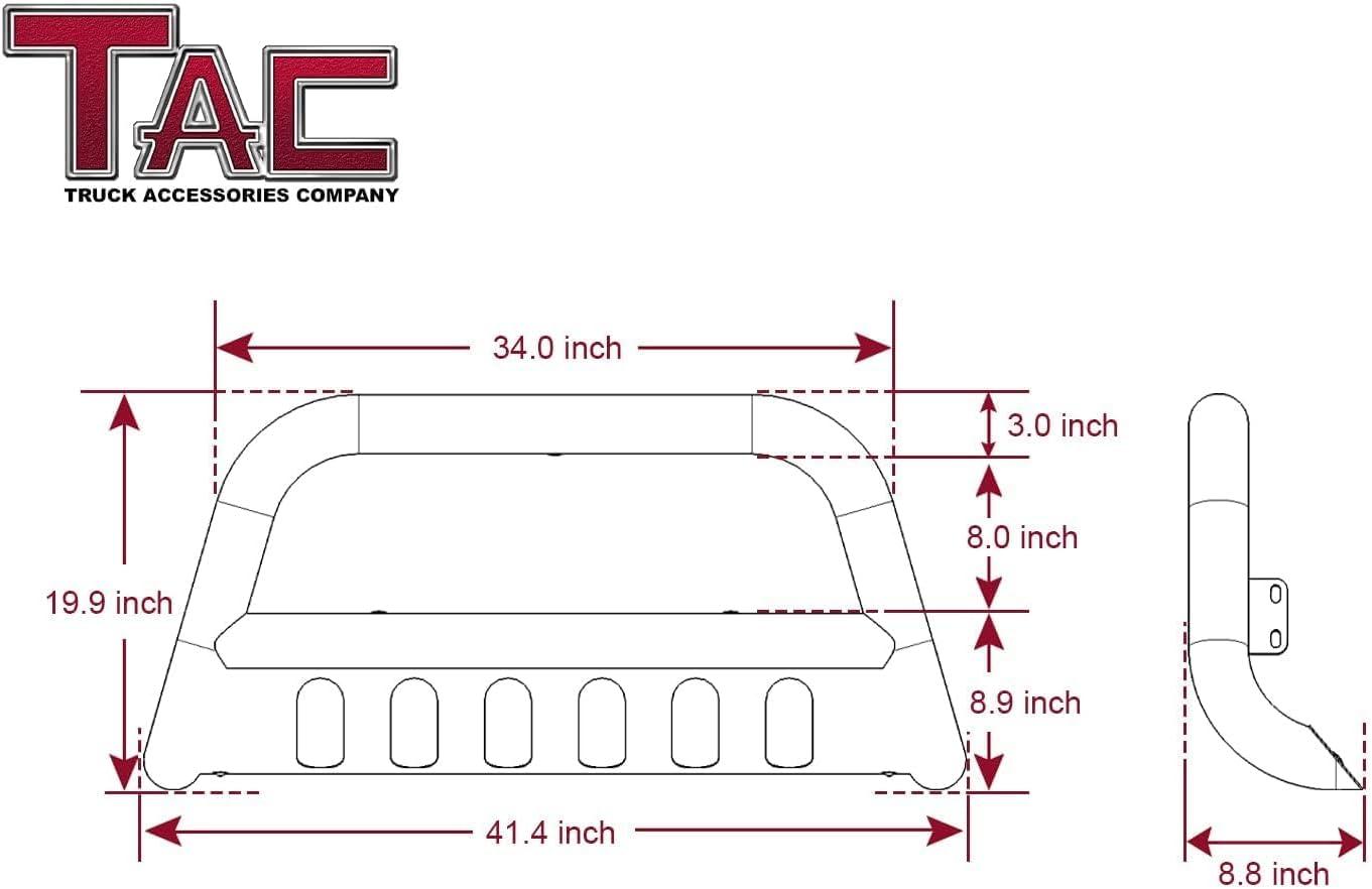 imageTAC Bull Bar 3 Texture Black Fit 20212025 Ford Bronco SUV Front Bumper Grille Guard Brush Guard Off Road AccessoriesGloss