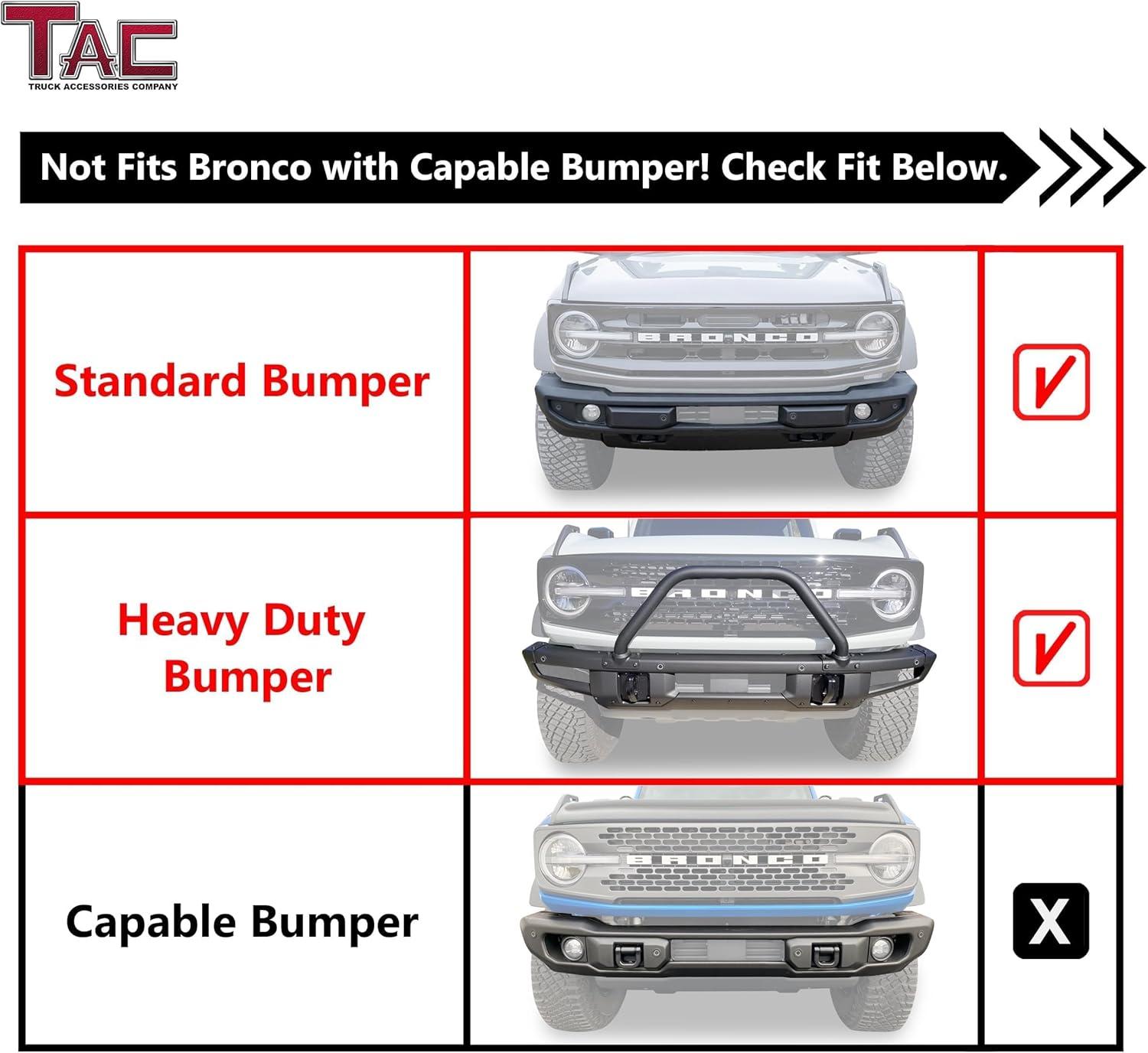 imageTAC Bull Bar 3 Texture Black Fit 20212025 Ford Bronco SUV Front Bumper Grille Guard Brush Guard Off Road AccessoriesHeavy Texture