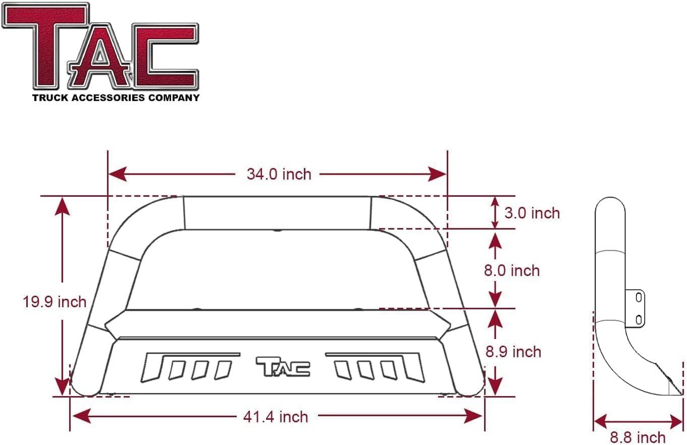 imageTAC Bull Bar 3 Texture Black Fit 20212025 Ford Bronco SUV Front Bumper Grille Guard Brush Guard Off Road AccessoriesHeavy Texture