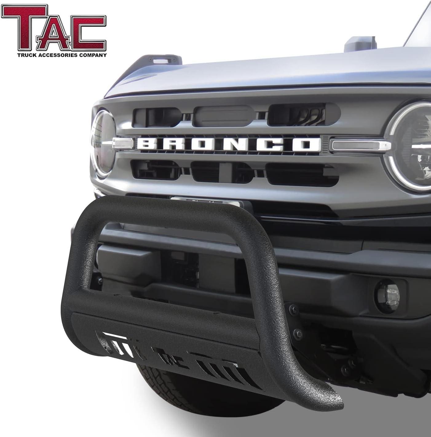 imageTAC Bull Bar 3 Texture Black Fit 20212025 Ford Bronco SUV Front Bumper Grille Guard Brush Guard Off Road AccessoriesHeavy Texture