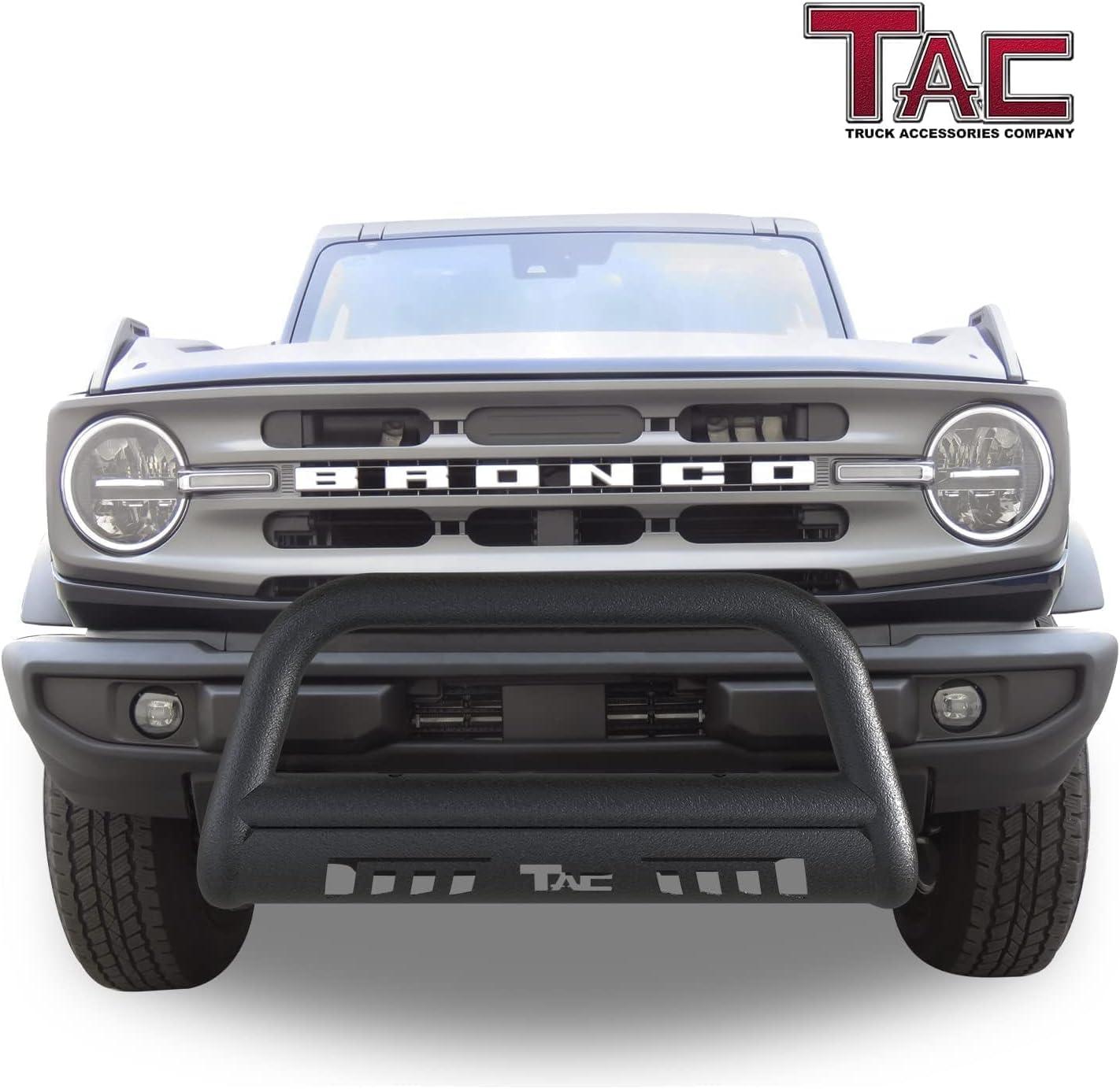 imageTAC Bull Bar 3 Texture Black Fit 20212025 Ford Bronco SUV Front Bumper Grille Guard Brush Guard Off Road AccessoriesHeavy Texture