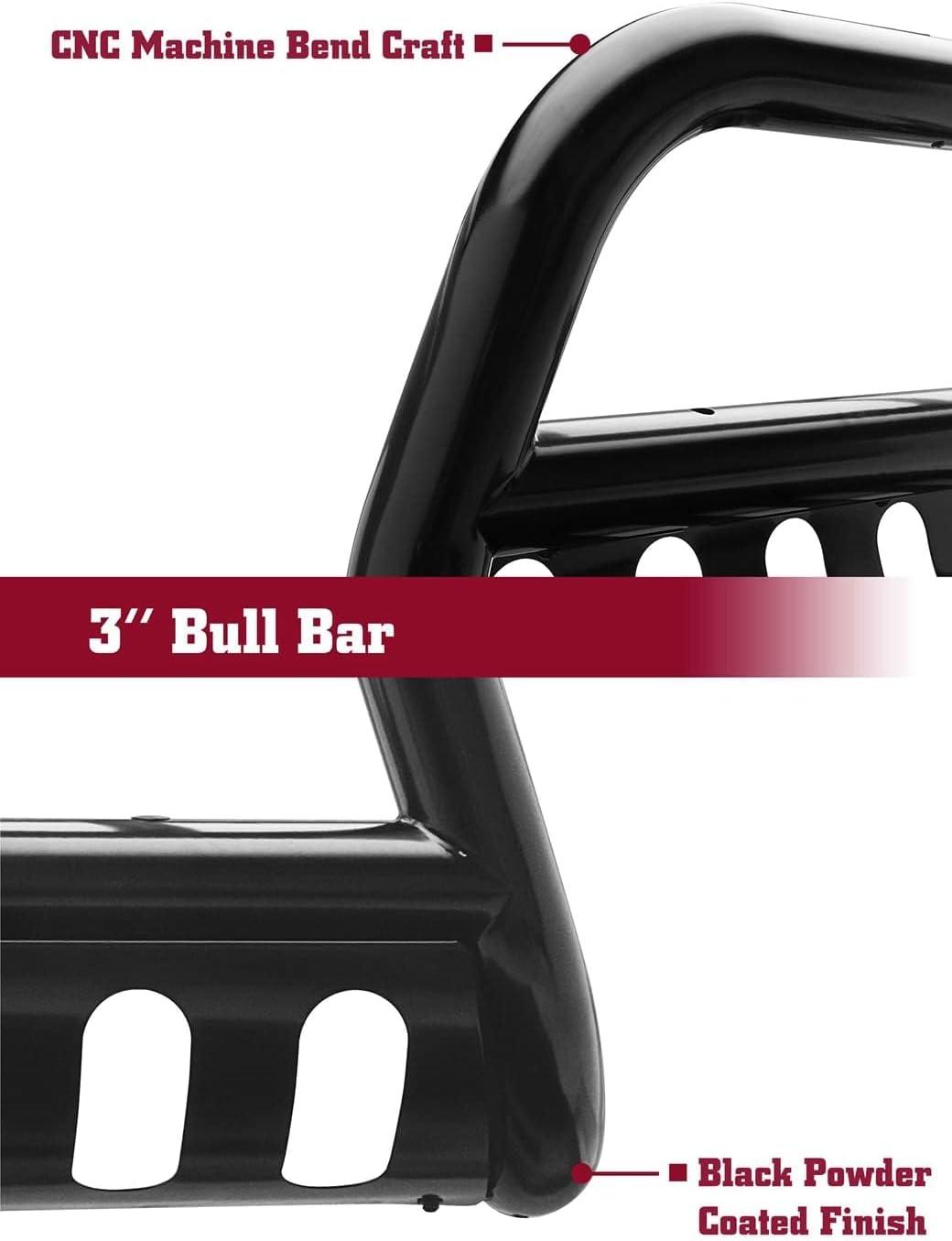 imageTAC Bull Bar Compatible with 20212022 Ford Bronco Sport Pickup Truck 3 Black Front Bumper Grille Guard Brush Guard