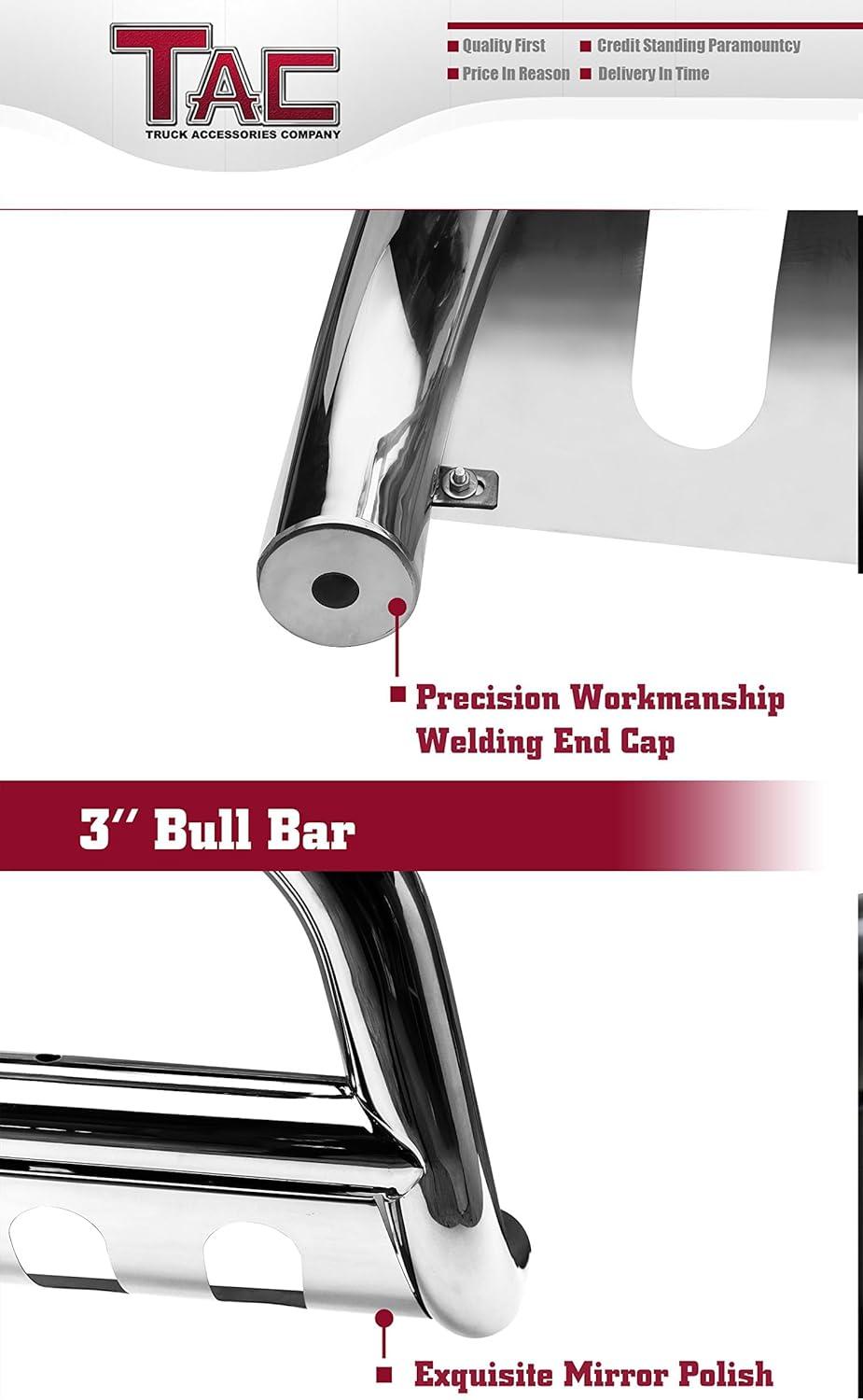 imageTAC Bull Bar Custom Fit 20152022 Chevy Colorado Exclude ZR2  20152022 GMC Canyon Pickup Truck 3 inches Black Front Brush Bumper Guard Grille Guard Push Guard Off Road Automotive AccessoriesTubular Style Polish