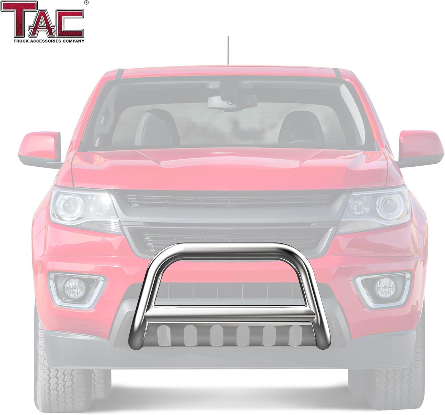 imageTAC Bull Bar Custom Fit 20152022 Chevy Colorado Exclude ZR2  20152022 GMC Canyon Pickup Truck 3 inches Black Front Brush Bumper Guard Grille Guard Push Guard Off Road Automotive AccessoriesTubular Style Polish