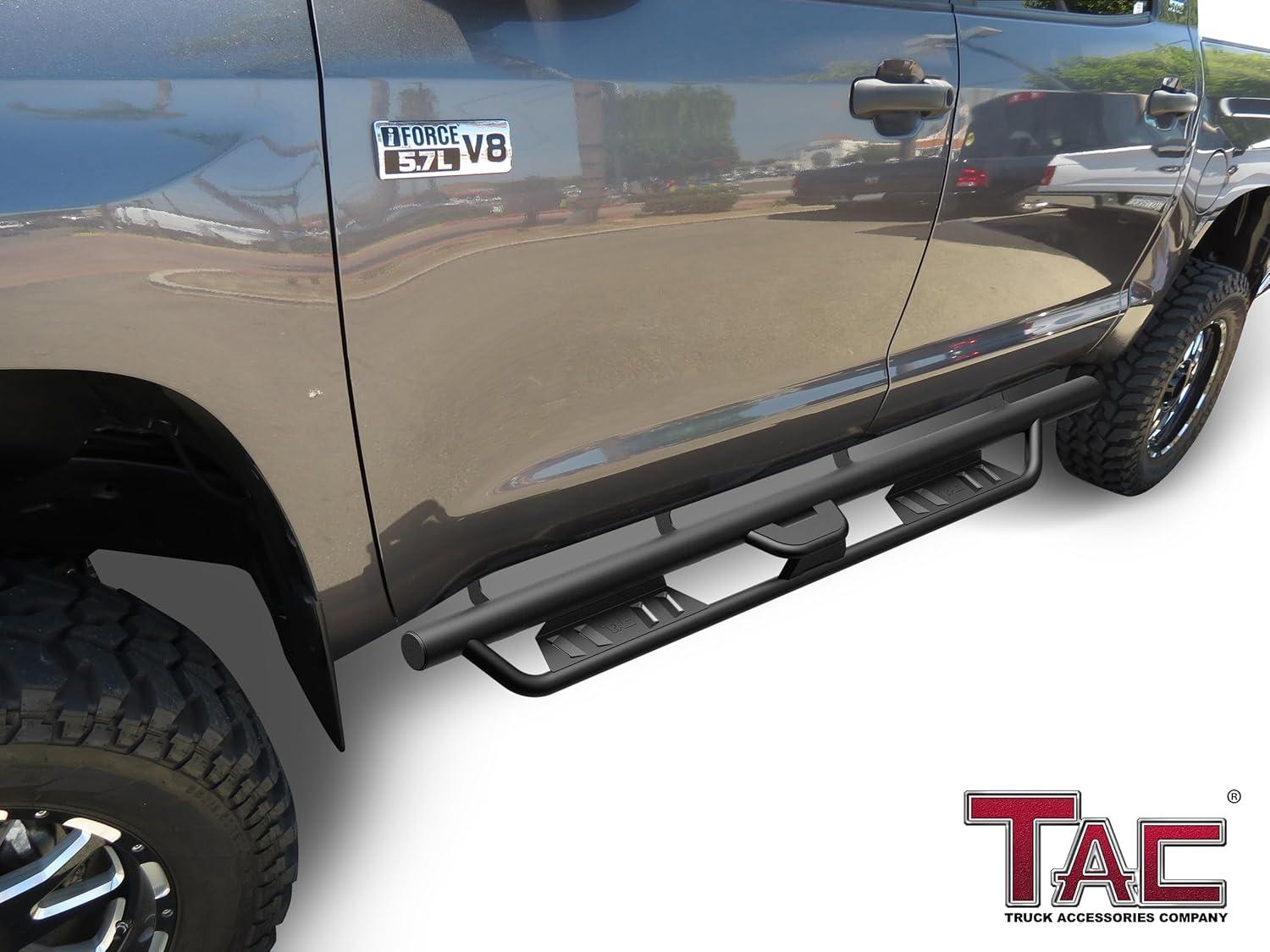 imageTAC EHD Running Boards Compatible with 20222025 Toyota Tundra Crewmax Side Steps Nerf Bars Step Rails Rocker Slider TwoStair Pickup Truck Exterior Accessories 4quot Drop Carbon Steel 2pcsEHD Drop Steps