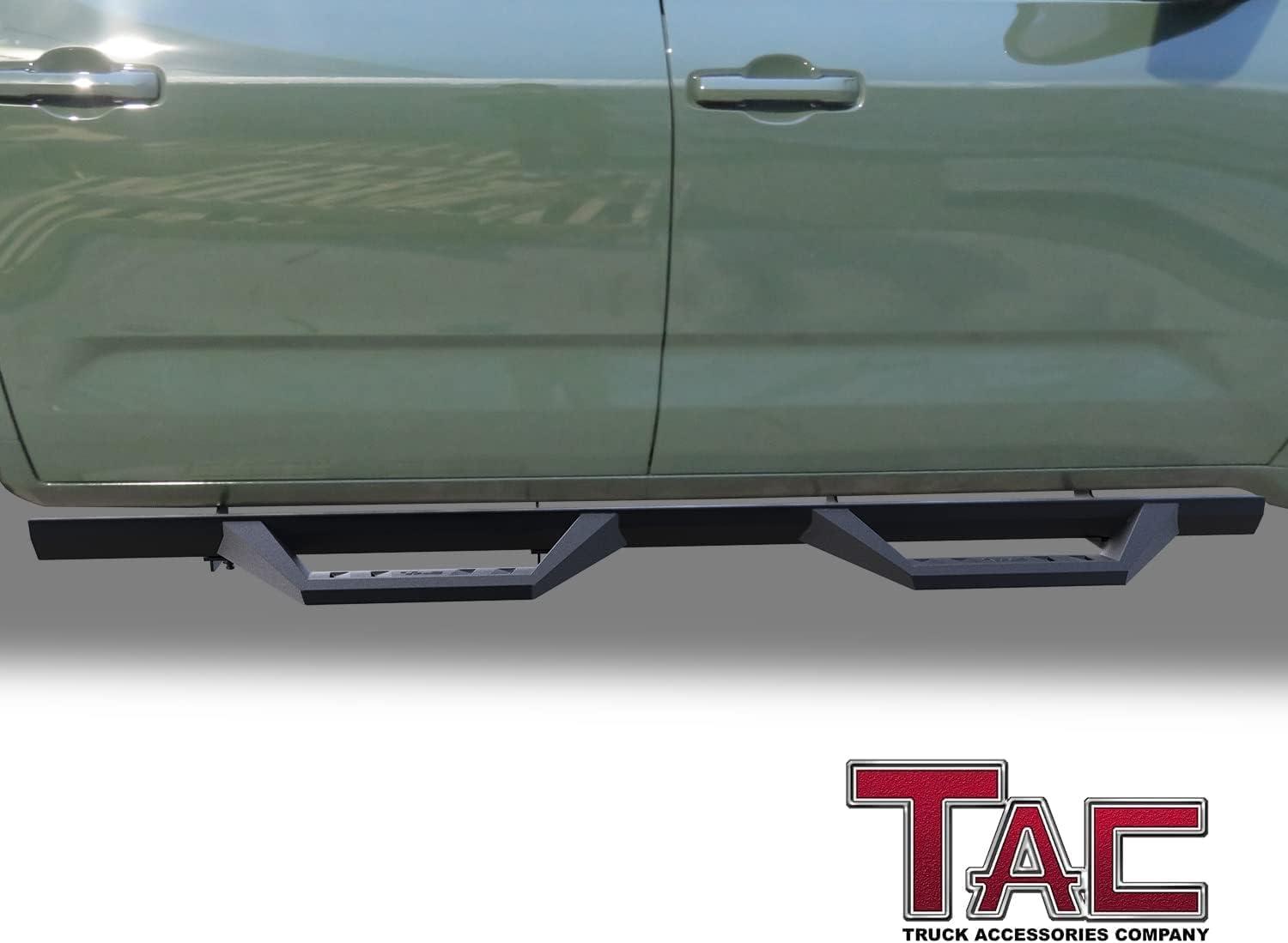 imageTAC EHD Running Boards Compatible with 20222025 Toyota Tundra Crewmax Side Steps Nerf Bars Step Rails Rocker Slider TwoStair Pickup Truck Exterior Accessories 4quot Drop Carbon Steel 2pcsSidewinder Drop Steps