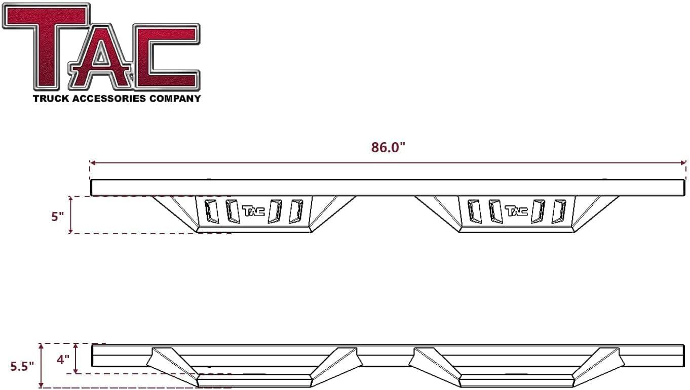 imageTAC EHD Running Boards Compatible with 20222025 Toyota Tundra Crewmax Side Steps Nerf Bars Step Rails Rocker Slider TwoStair Pickup Truck Exterior Accessories 4quot Drop Carbon Steel 2pcsSidewinder Drop Steps