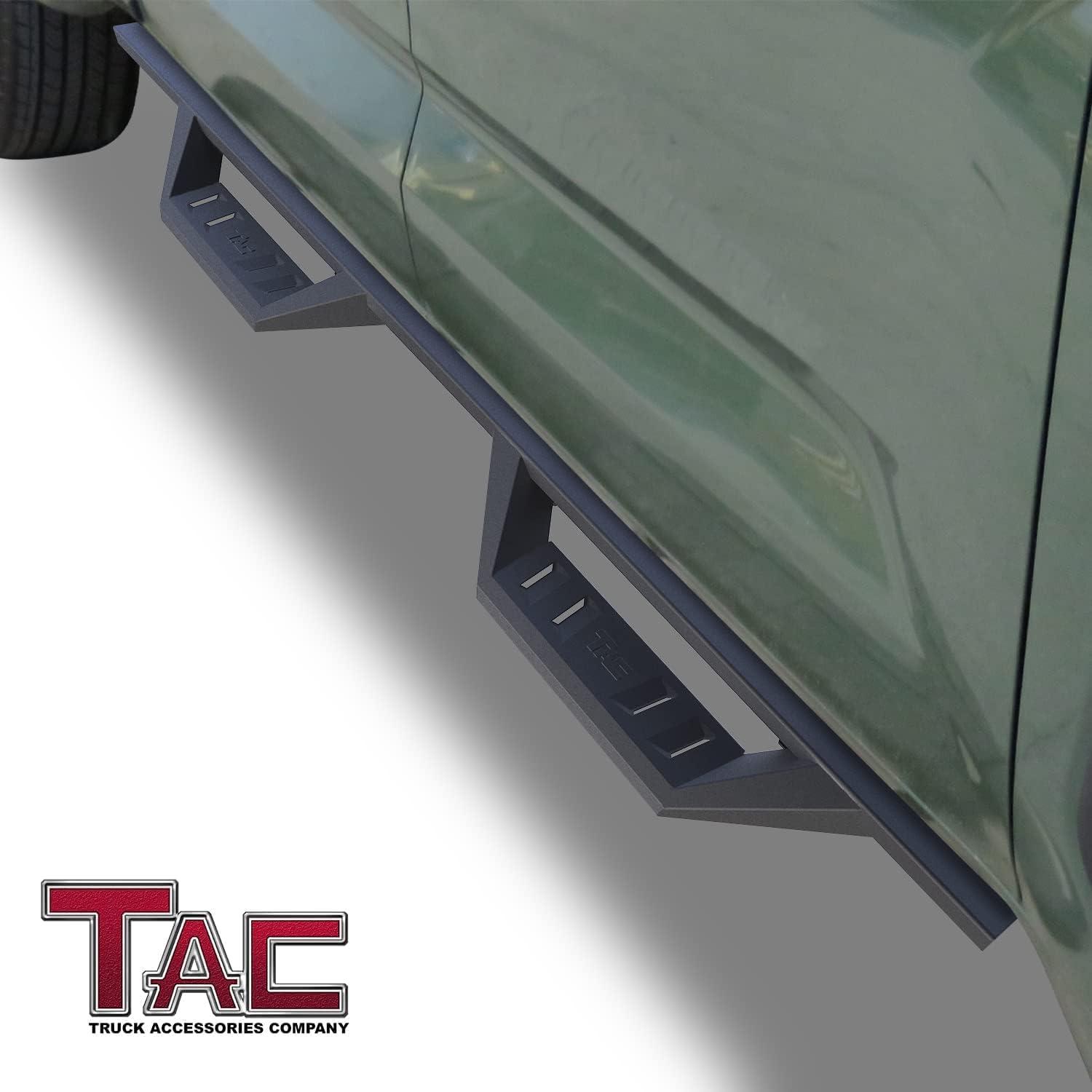 imageTAC EHD Running Boards Compatible with 20222025 Toyota Tundra Crewmax Side Steps Nerf Bars Step Rails Rocker Slider TwoStair Pickup Truck Exterior Accessories 4quot Drop Carbon Steel 2pcsSidewinder Drop Steps