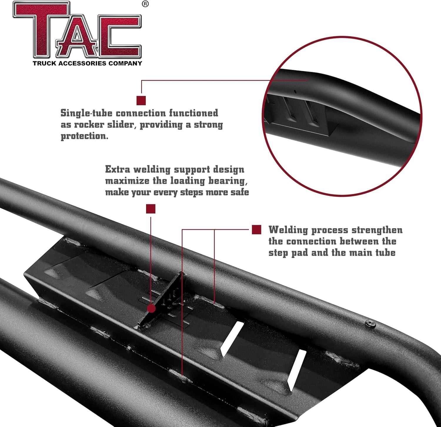 imageTAC Gen5 4quotDrop Running Boards Compatible with 20052023 Toyota Tacoma Double Cab Side Steps Nerf Bars  Pickup Truck OffRoad Exterior Accessories  Fine Texture Black 2pcsEHD