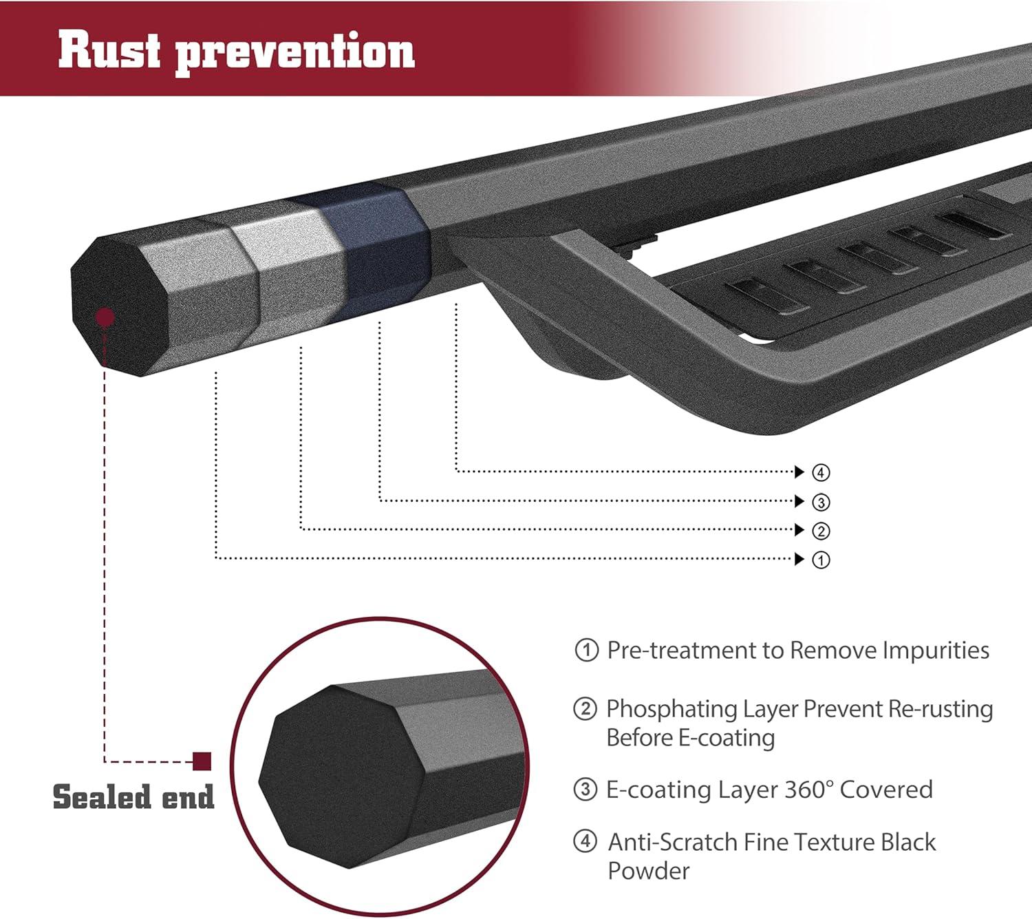 imageTAC Gen5 Running Boards Compatible with 20212025 Ford Bronco 4 Door 4quot Drop Side Steps Nerf Bars  SUV Exterior Accessories  Fine Texture Black 2pcs