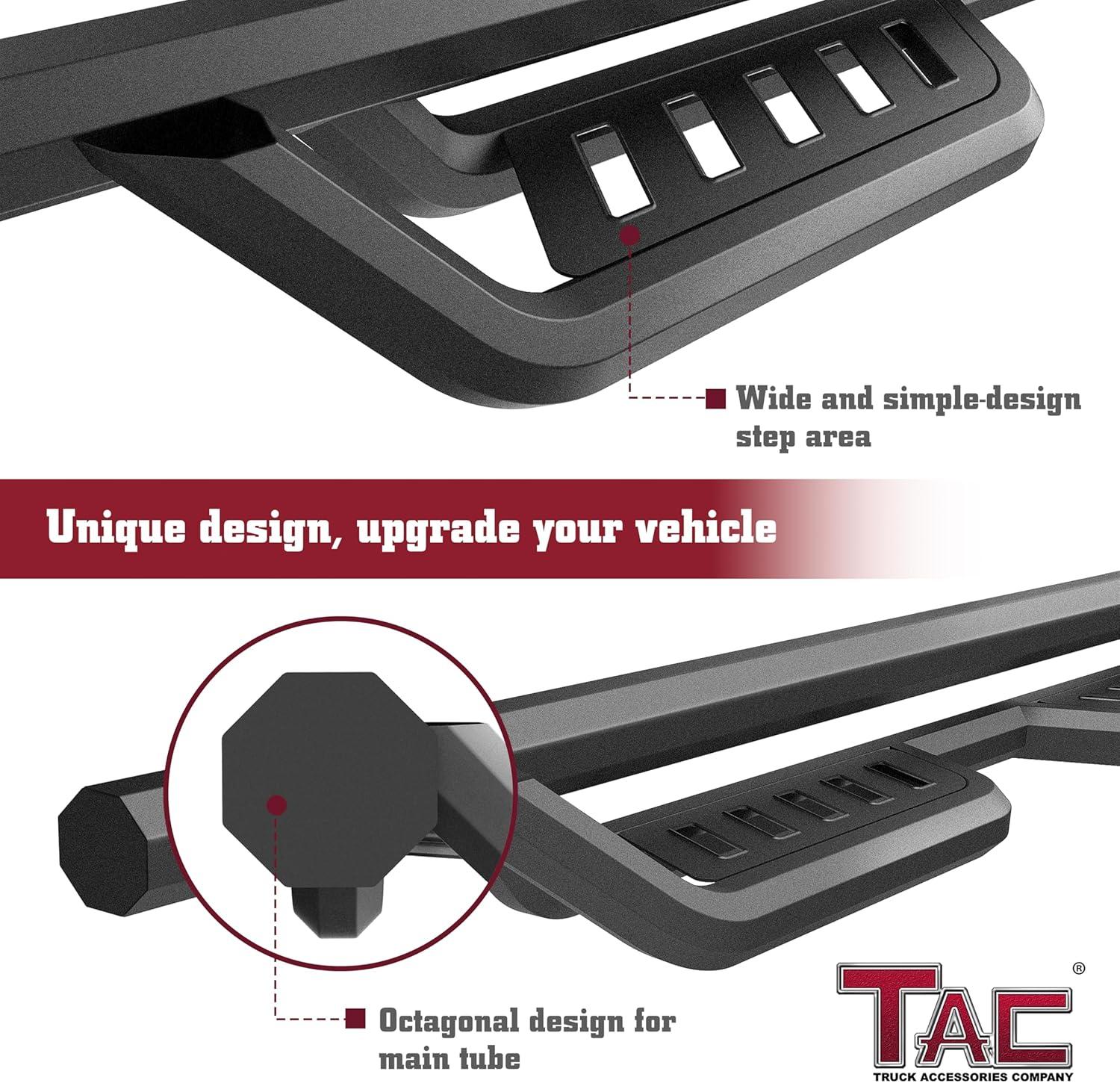 imageTAC Gen5 Running Boards Compatible with 20212025 Ford Bronco 4 Door 4quot Drop Side Steps Nerf Bars  SUV Exterior Accessories  Fine Texture Black 2pcs