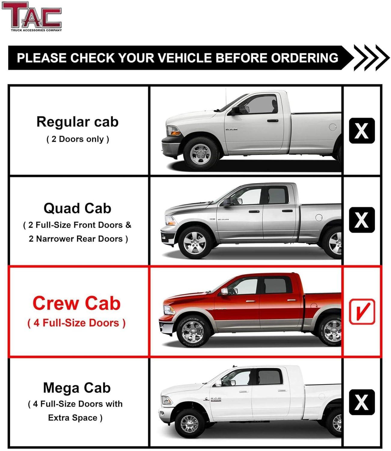 imageTAC Gen5HD Running Boards WT 4quotDrop Compatible with 20092018 Ram1500 Crew Cab 20102025 Ram2500350045005500 Crew CabExcl Chassis Cab Diesel Models Truck Side Steps Nerf Bar TwoStair