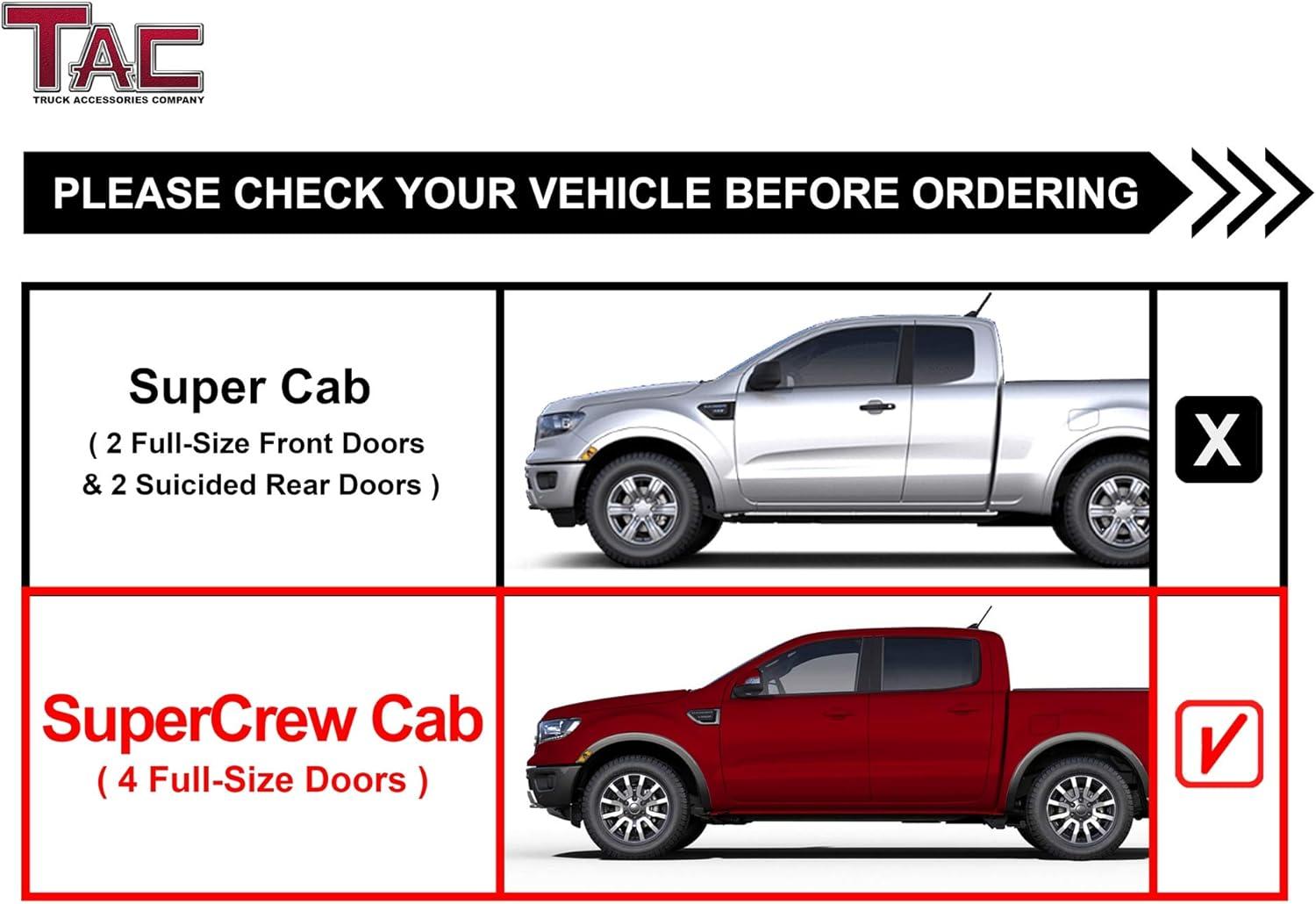 imageTAC Gen5HD Running Boards WT 4quotDrop Compatible with 20192025 Ford Ranger Supercrew Cab Truck Side Steps Nerf Bar TwoStair 2 pcs