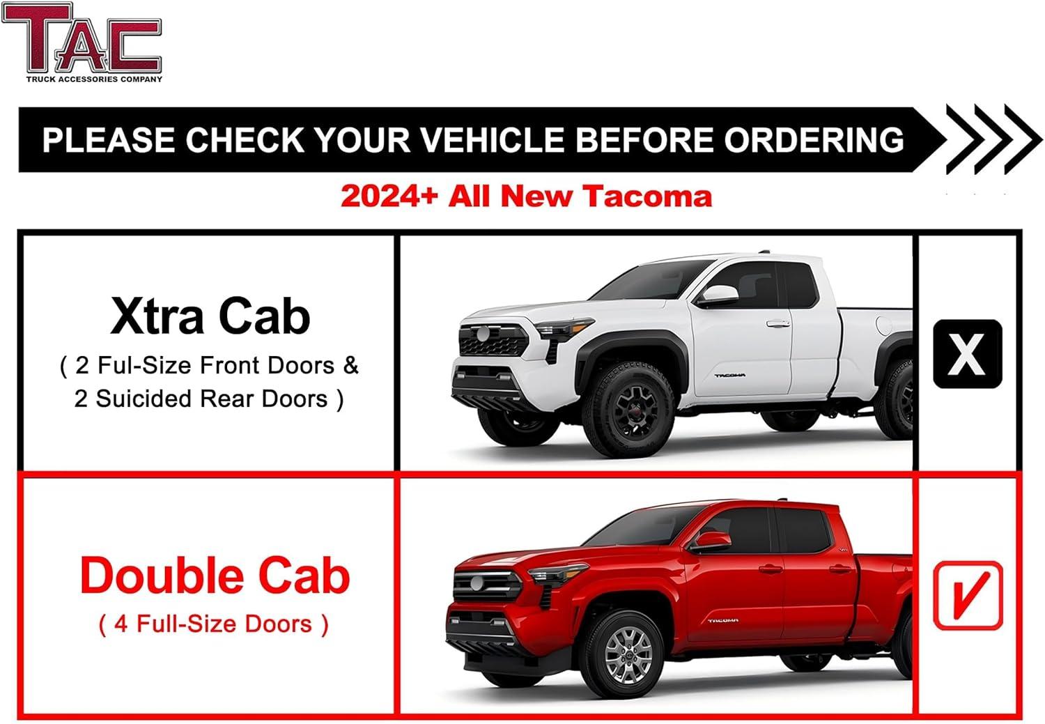 imageTAC Gen5HD Running Boards WT 4quotDrop Compatible with 20242025 Toyota Tacoma Double Cab Incl Hybrid Model Truck Side Steps Nerf Bar TwoStair 2 pcsEDS