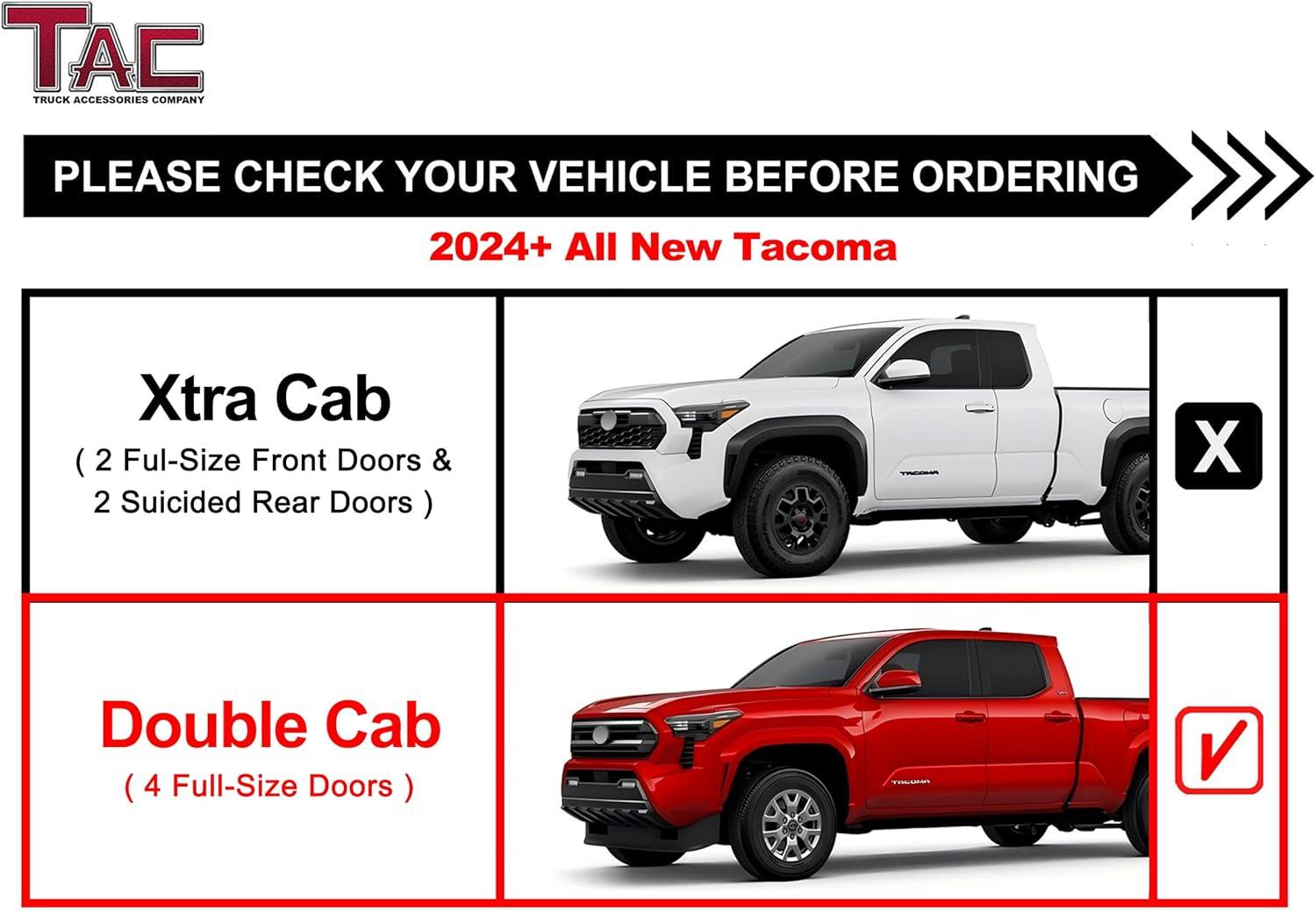 imageTAC Gen5HD Running Boards WT 4quotDrop Compatible with 20242025 Toyota Tacoma Double Cab Incl Hybrid Model Truck Side Steps Nerf Bar TwoStair 2 pcsGen5HD