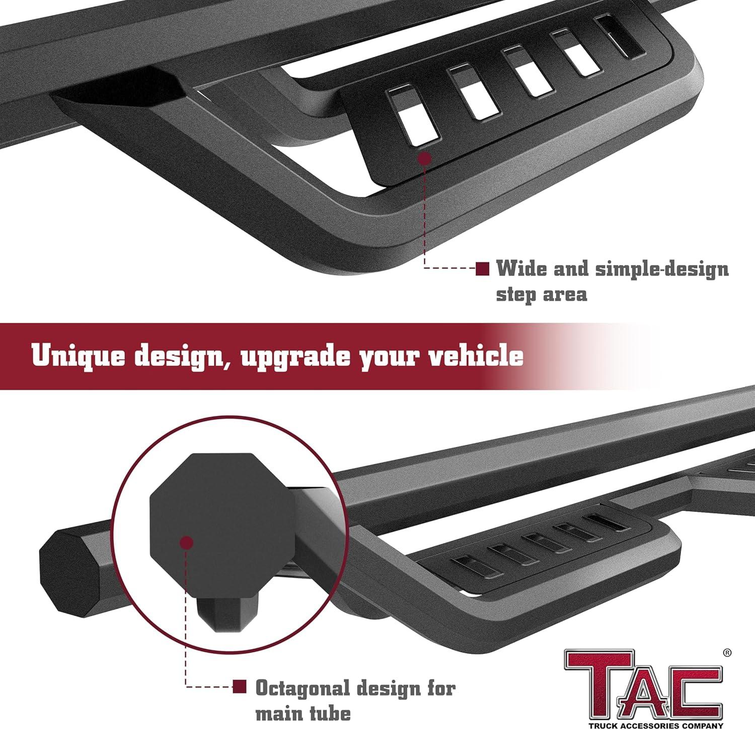imageTAC Gen5HD Running Boards WT 4quotDrop Compatible with 20242025 Toyota Tacoma Double Cab Incl Hybrid Model Truck Side Steps Nerf Bar TwoStair 2 pcsGen5