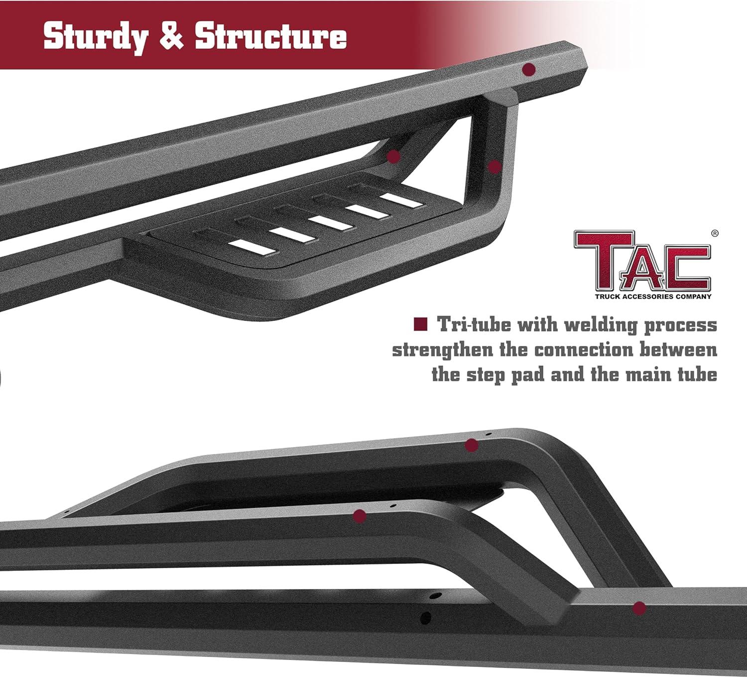 imageTAC Gen5HD Running Boards WT 4quotDrop Compatible with 20242025 Toyota Tacoma Double Cab Incl Hybrid Model Truck Side Steps Nerf Bar TwoStair 2 pcsGen5