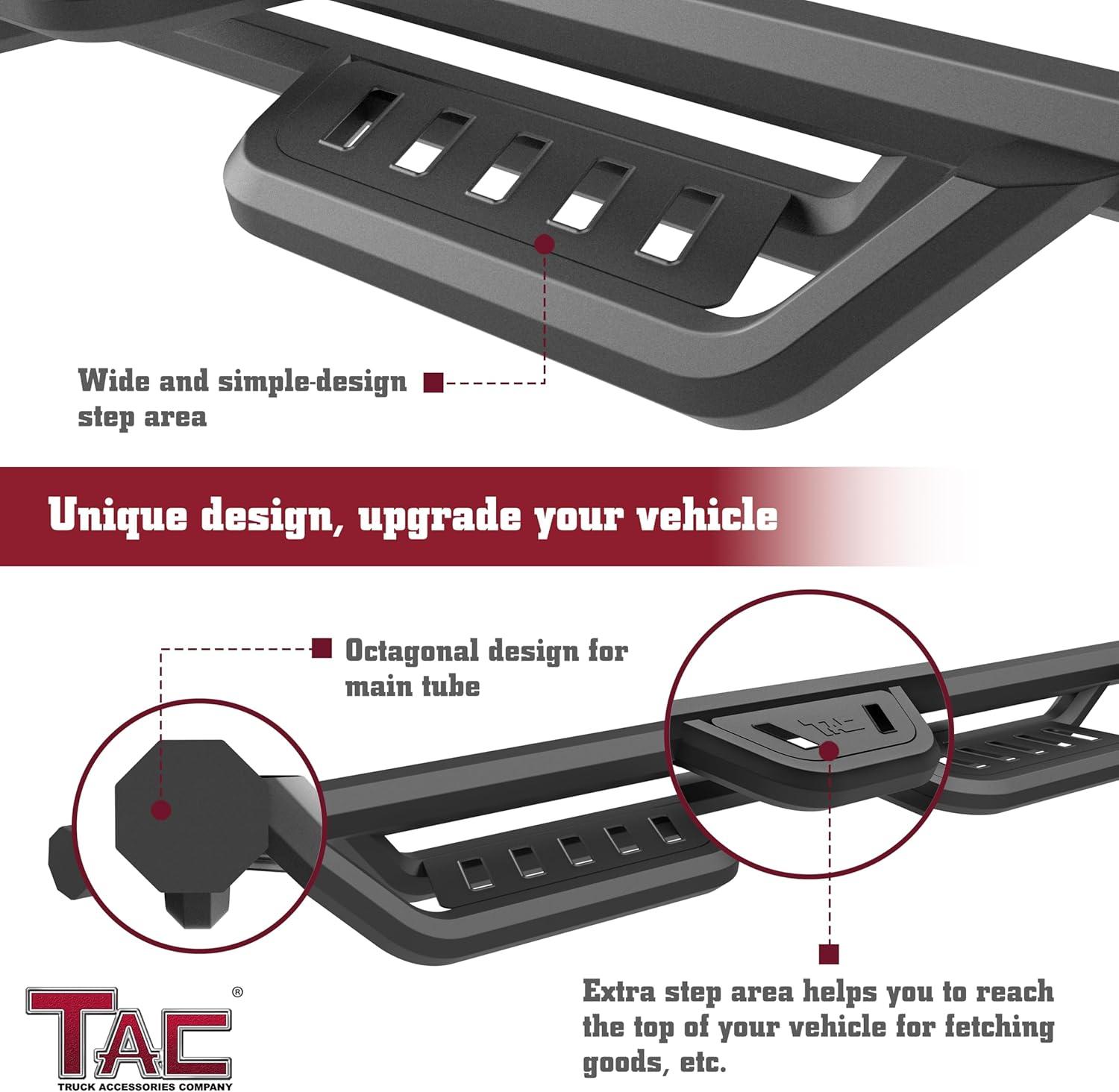 imageTAC Gen5HD Running Boards WT 4quotDrop Compatible with 20242025 Toyota Tacoma Double Cab Incl Hybrid Model Truck Side Steps Nerf Bar TwoStair 2 pcsGen5HD