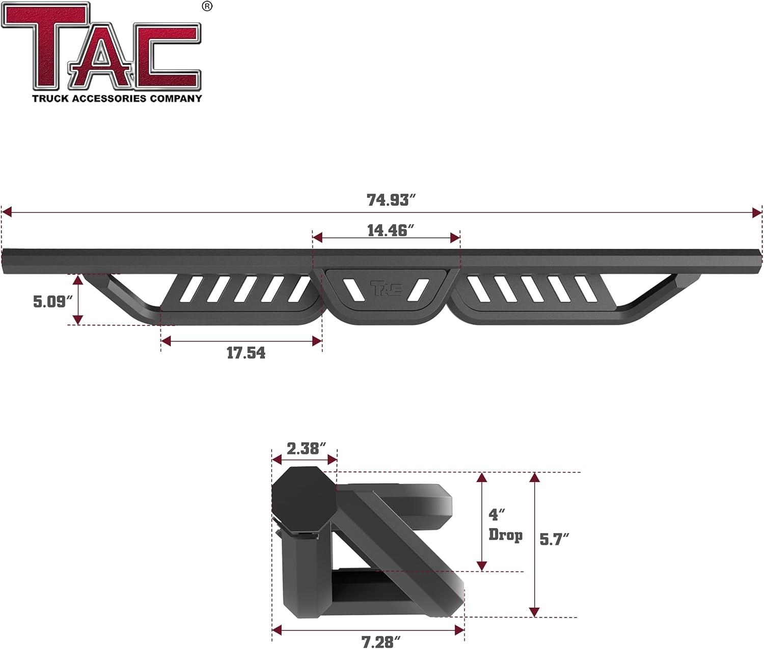 imageTAC Gen5HD Running Boards WT 4quotDrop Compatible with 20242025 Toyota Tacoma Double Cab Incl Hybrid Model Truck Side Steps Nerf Bar TwoStair 2 pcsGen5HD