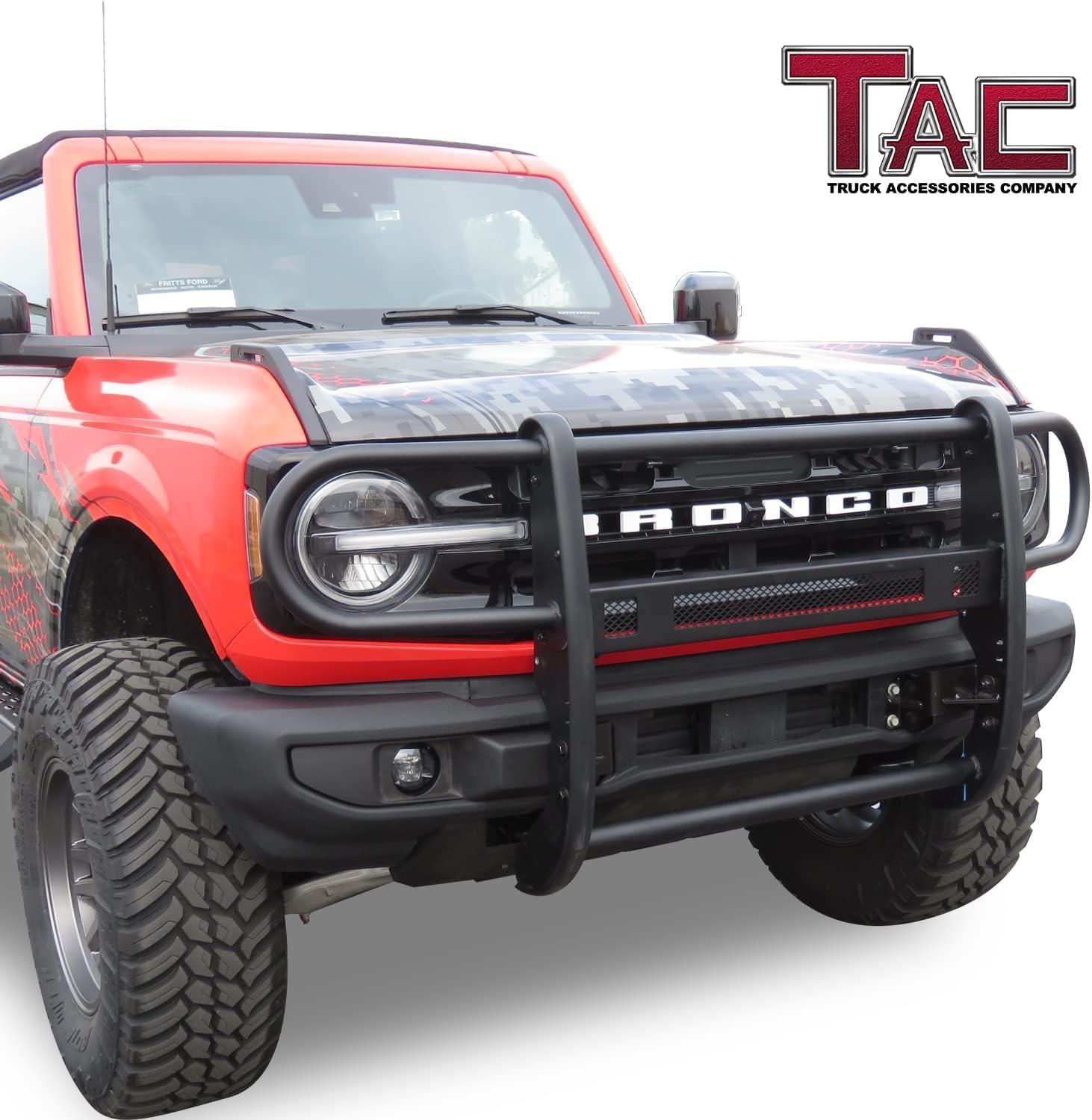 imageTAC Grill Guard Compatible with 20212025 Ford Bronco SUV Front Runner Guard BLK Brush Nudge Push Bull Bar