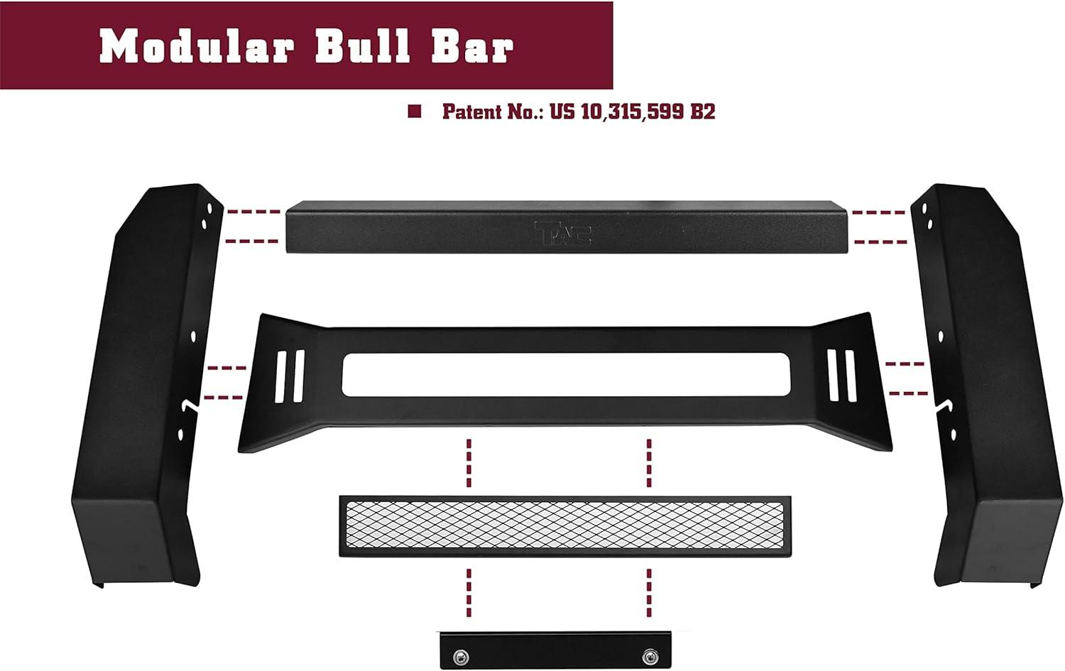 imageTAC Modular Bull Bar Compatible with 20052021 Nissan Frontier  20052015 Xterra  20052007 Pathfinder Truck Pickup Predator Mesh Version  Patent No US 10315599 B2Modular with Mesh