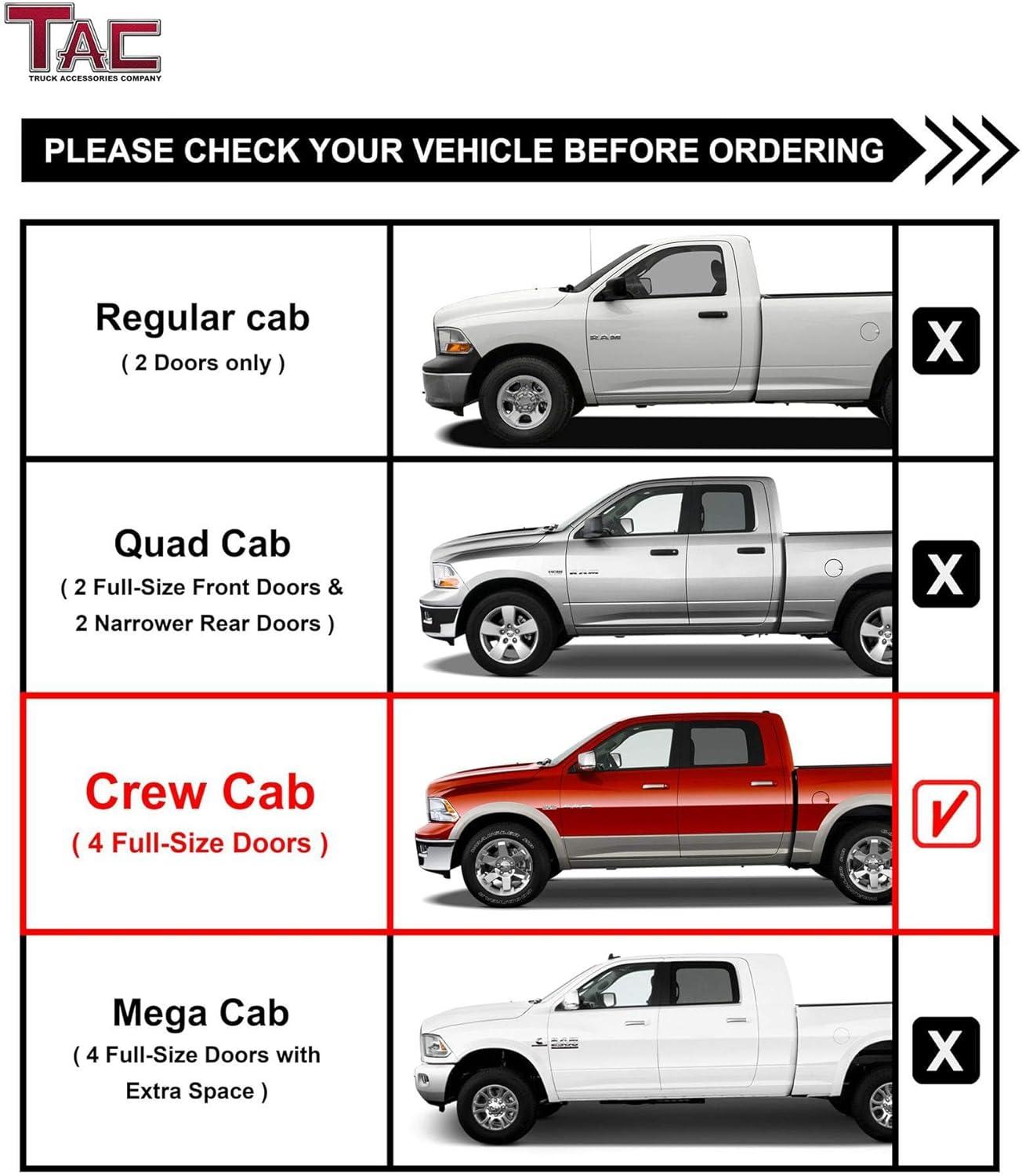 imageTAC Running Boards Compatible with 20092018 RAM1500 Crew Cab  20192024 RAM1500 Classic  20102025 RAM25003500 Crew Cab  4quot Drop Side Steps Nerf Bars Pickup Truck Accessories