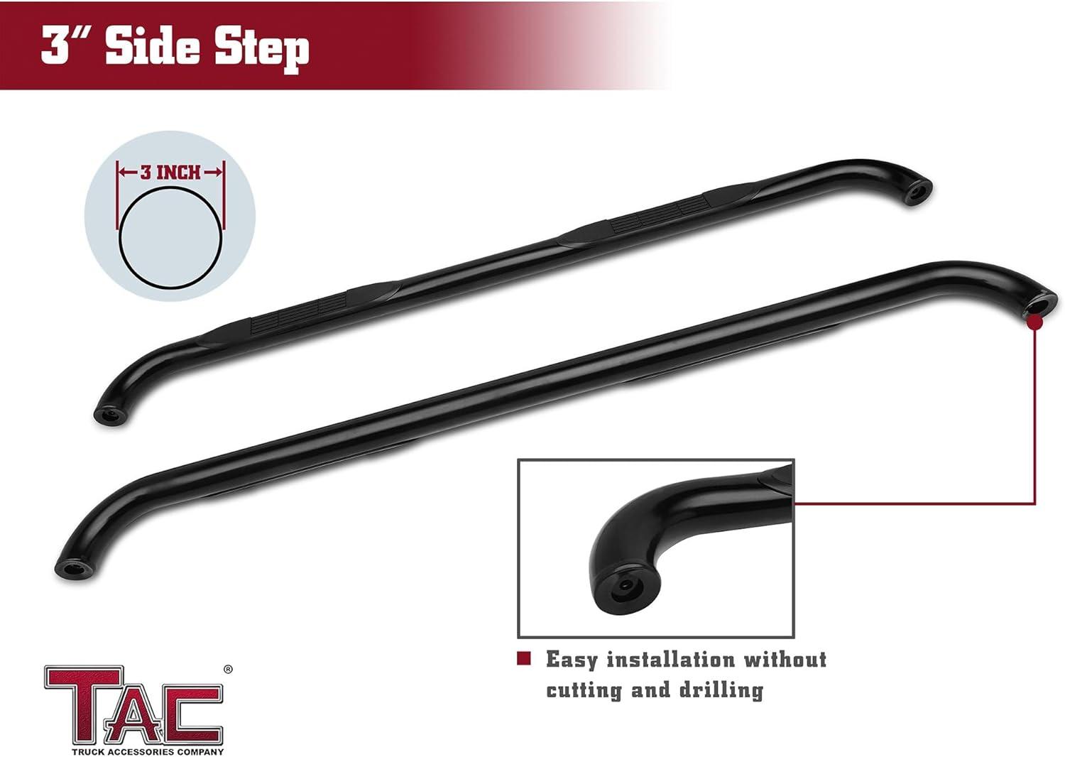 imageTAC Side Steps Compatible with 20072010 Ford Explorer Sport Trac Pickup Truck 3quot Black Side Bars Nerf Bars Step Rails Running Boards Off Road Exterior Accessories 2 Pieces