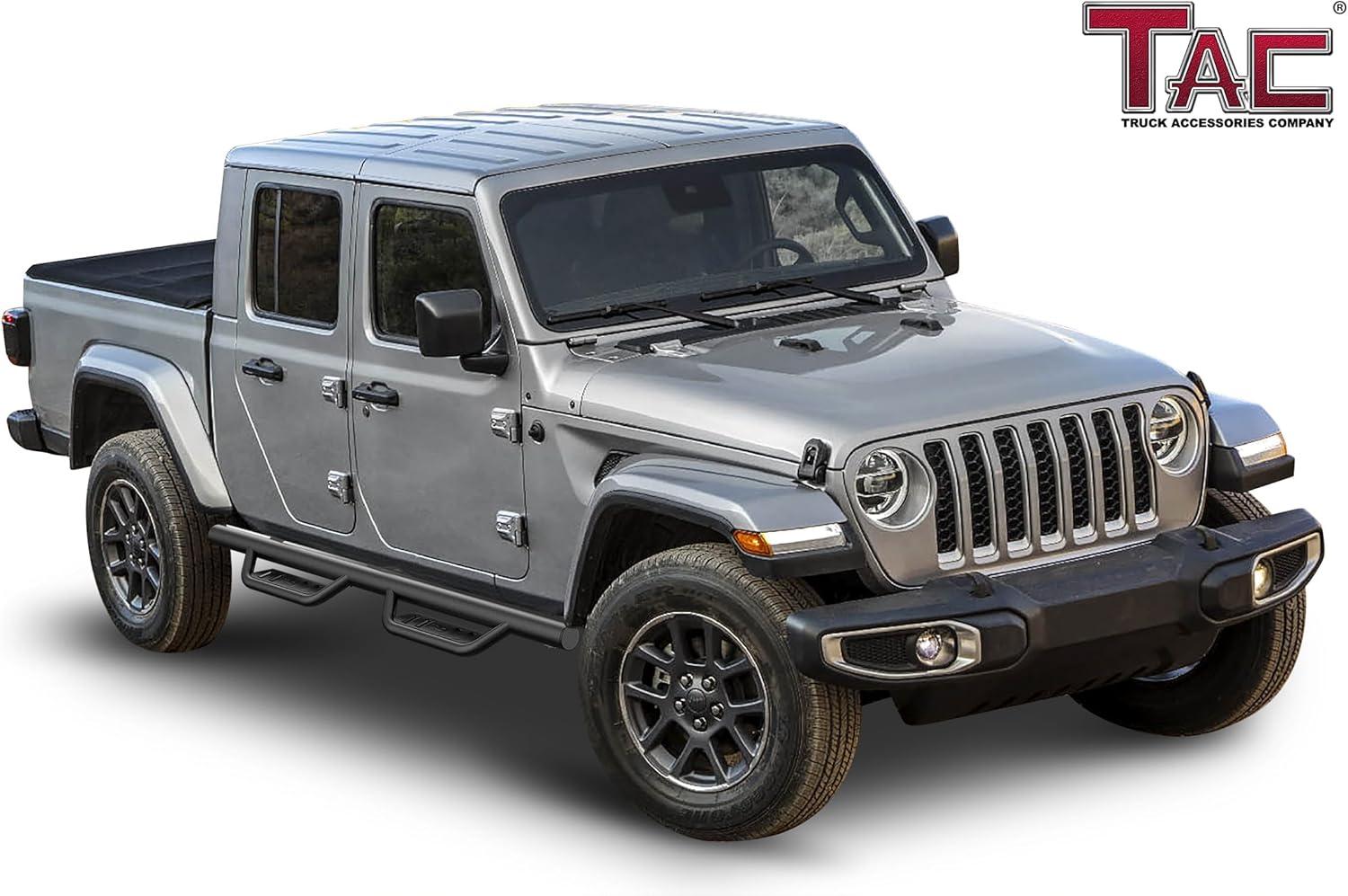 imageTAC Side Steps Compatible with 20202025 Jeep Gladiator JT  4quot Drop Running Boards Nerf Bars  Pickup Truck OffRoad Exterior Accessories  Fine Texture Black 2pcs