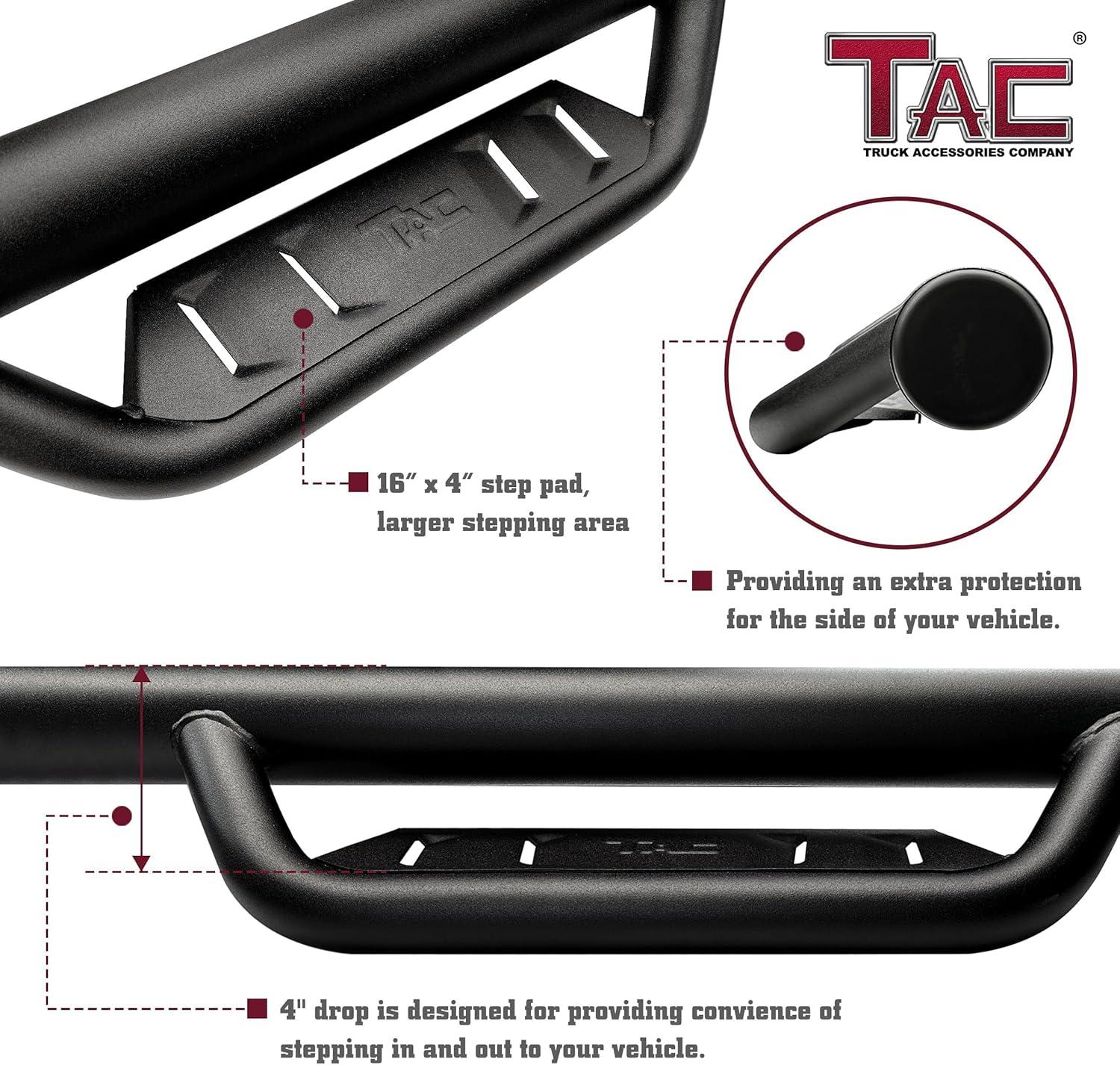 imageTAC Side Steps Compatible with 20202025 Jeep Gladiator JT  4quot Drop Running Boards Nerf Bars  Pickup Truck OffRoad Exterior Accessories  Fine Texture Black 2pcs