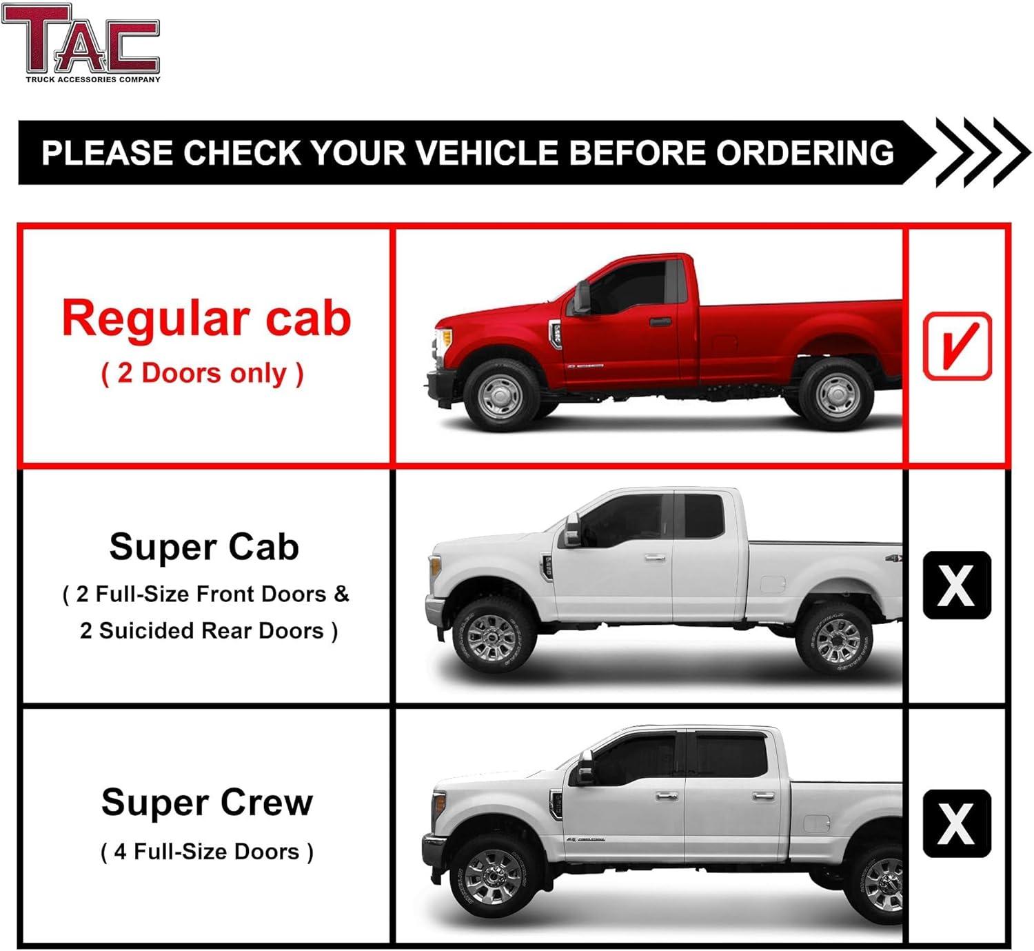 imageTAC Side Steps Fit 19972003 Ford F150250LD Regular Cab Incl 04Heritage Pickup Truck 3quot Black Side Bars Nerf Bars Step Rails Running Boards Off Road Exterior Accessories 2 Pieces Running Boards