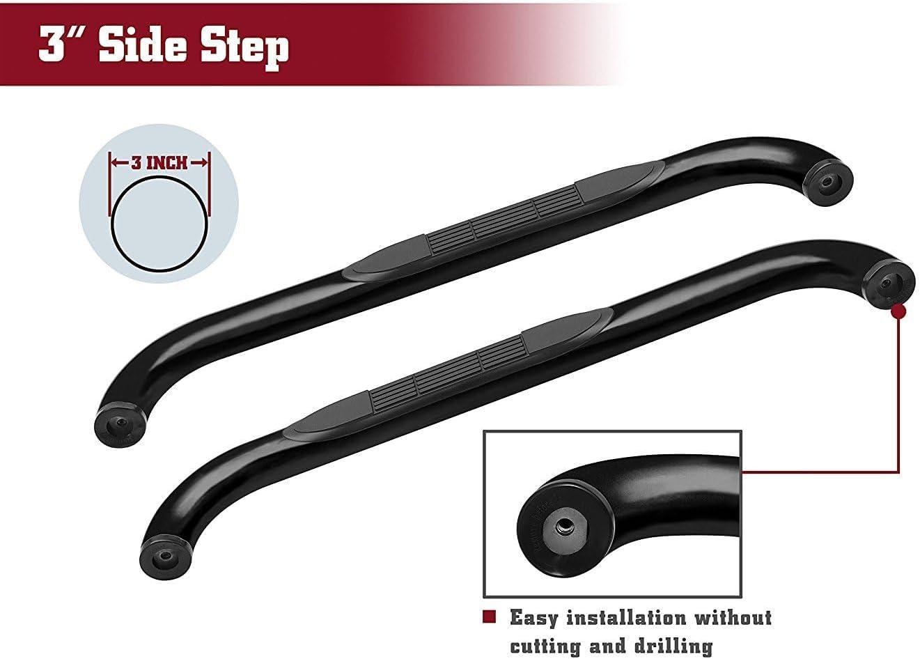 imageTAC Side Steps Fit 19972003 Ford F150250LD Regular Cab Incl 04Heritage Pickup Truck 3quot Black Side Bars Nerf Bars Step Rails Running Boards Off Road Exterior Accessories 2 Pieces Running Boards