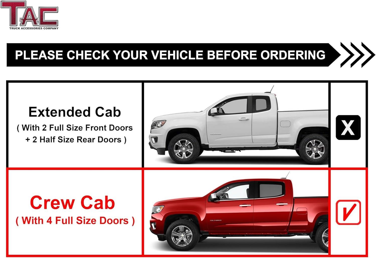 imageTAC Side Steps Fit 20042012 Chevy Colorado Crew CabGMC Canyon Crew Cab Pickup Truck 3quot Black Side Bars Nerf Bars Step Rails Running Boards Off Road Exterior Accessories 2 Pieces Running Boards