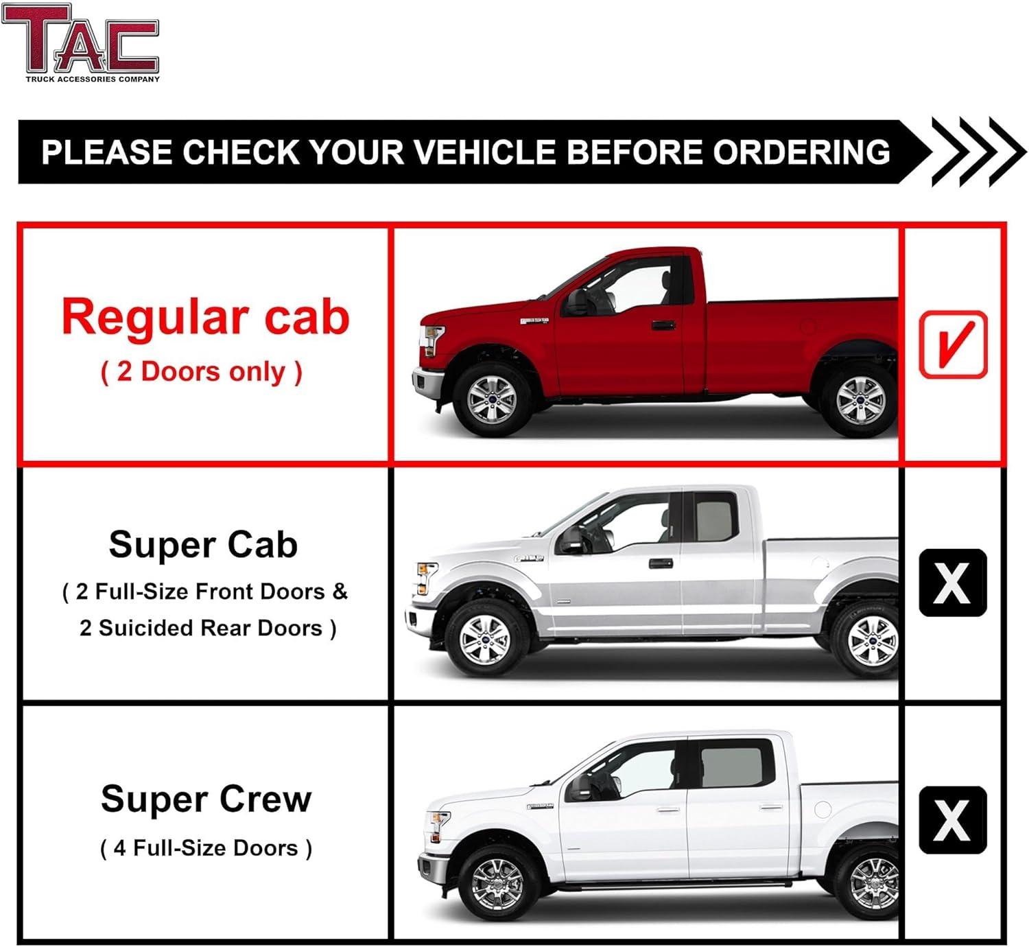 imageTAC Side Steps Fit 20092014 Ford F150 Regular Cab 3 inches Black Side Bars Nerf Bars Step Rails Running Boards Off Road Automotive Exterior Accessories 2 Pieces Running Boards