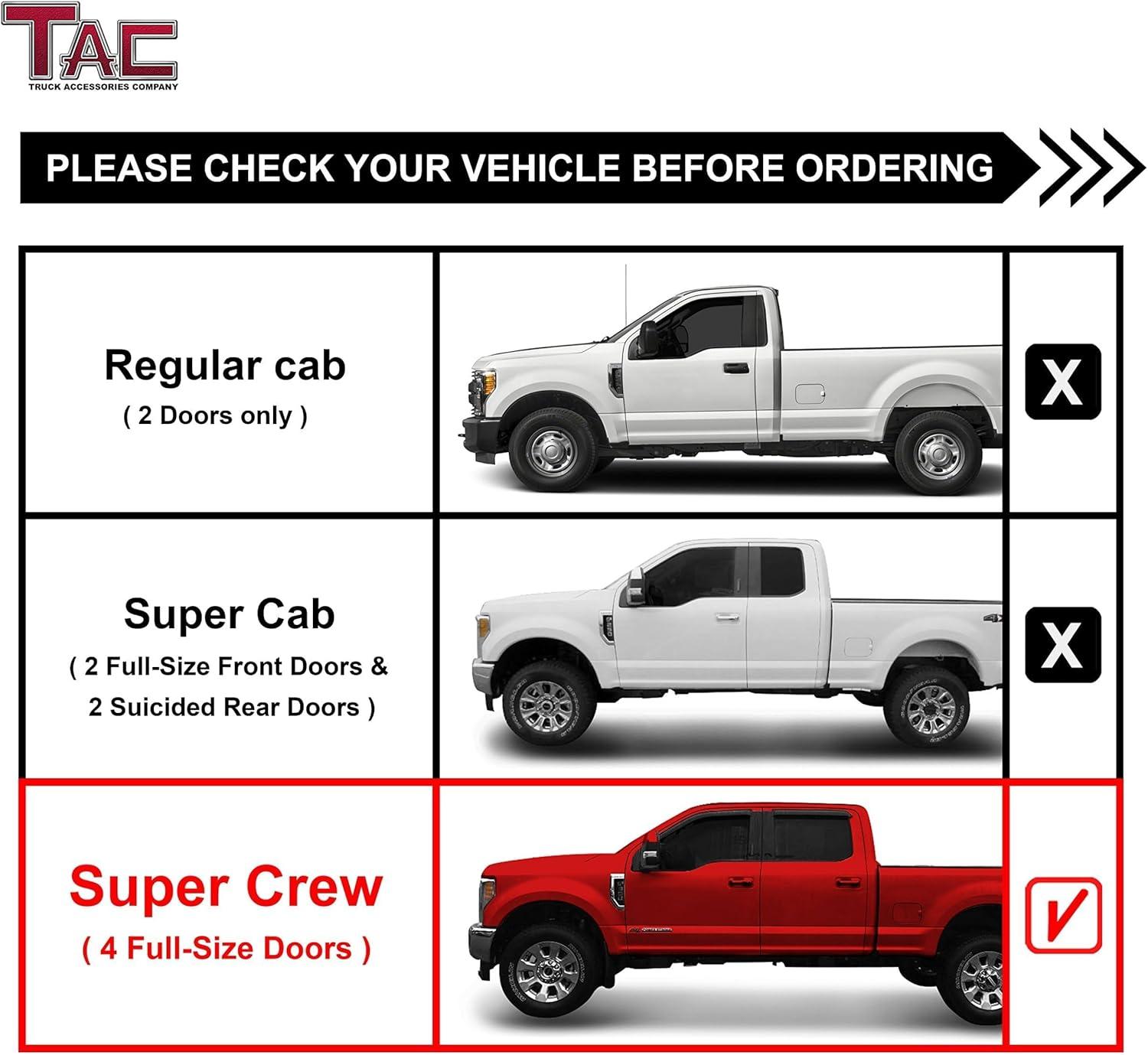 imageTAC Side Steps Fit 20152024 Ford F150 SuperCrew Cab ampamp 20222024 F150 Lightning EV 20172024 F250350450550 Super Duty Crew Cab Truck Pickup 3quot Stainless Steel Side Nerf Bars 2pcsGloss Black