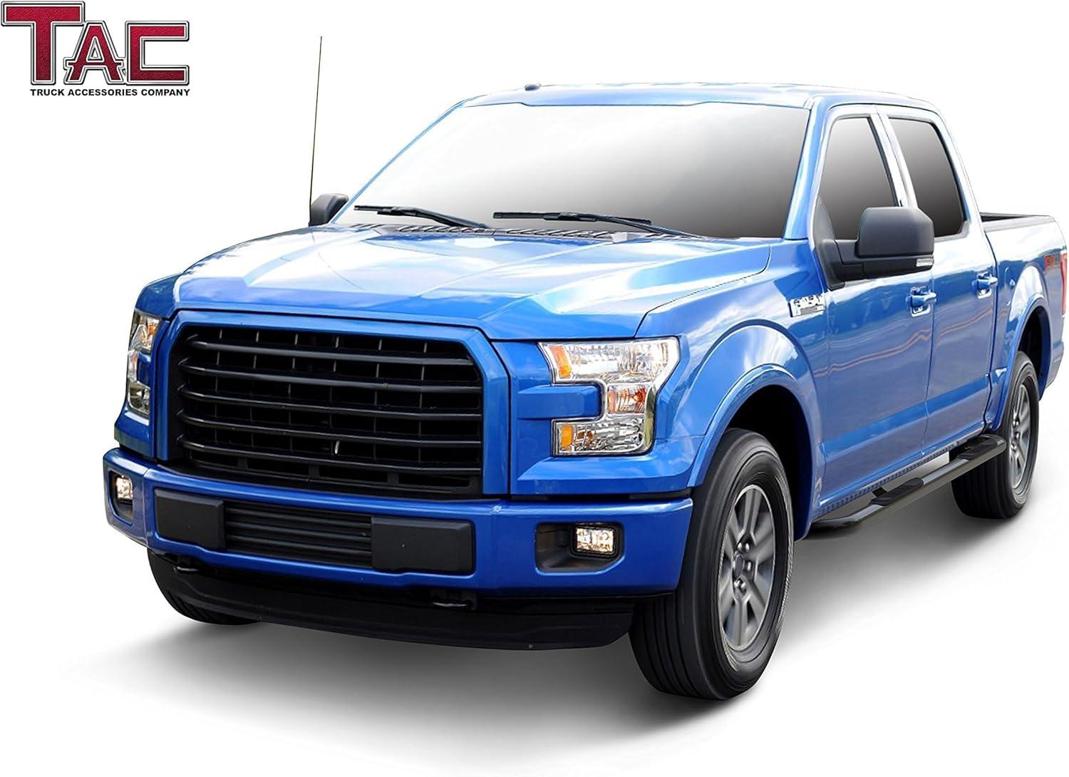 imageTAC Side Steps Fit 20152024 Ford F150 SuperCrew Cab ampamp 20222024 F150 Lightning EV 20172024 F250350450550 Super Duty Crew Cab Truck Pickup 3quot Stainless Steel Side Nerf Bars 2pcsGloss Black