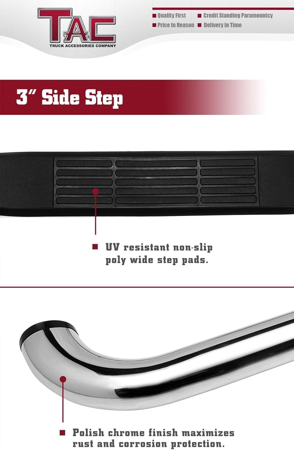 imageTAC Side Steps Fit 20152024 Ford F150 SuperCrew Cab ampamp 20222024 F150 Lightning EV 20172024 F250350450550 Super Duty Crew Cab Truck Pickup 3quot Stainless Steel Side Nerf Bars 2pcsStainless Steel