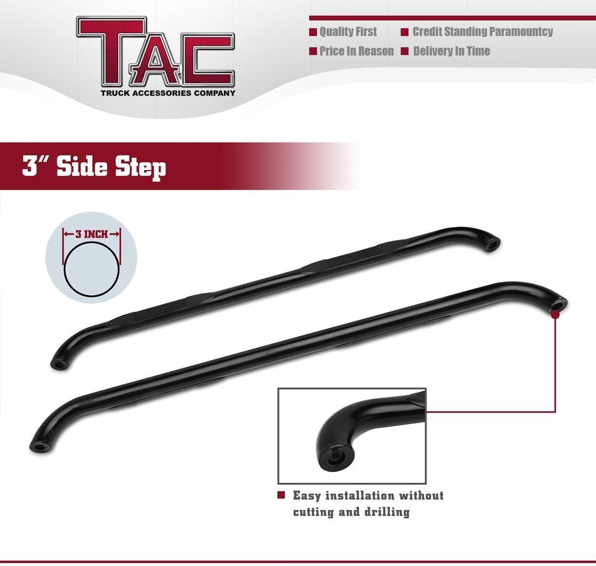 imageTAC Side Steps Fit 20152024 Ford F150 SuperCrew Cab ampamp 20222024 F150 Lightning EV 20172024 F250350450550 Super Duty Crew Cab Truck Pickup 3quot Stainless Steel Side Nerf Bars 2pcsGloss Black