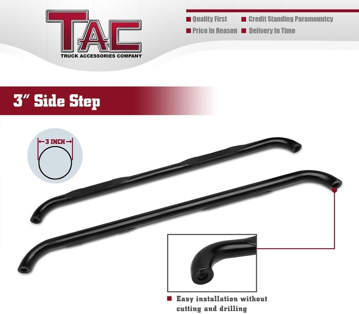 imageTAC Side Steps Fit 20152025 Chevy ColoradoGMC Canyon Crew Cab 90deg Bent Ends Pickup Truck 3quot Stainless Steel Side Bars Nerf Bars Running Boards Rock Panel Off Road Accessories 2 PiecesGloss Black