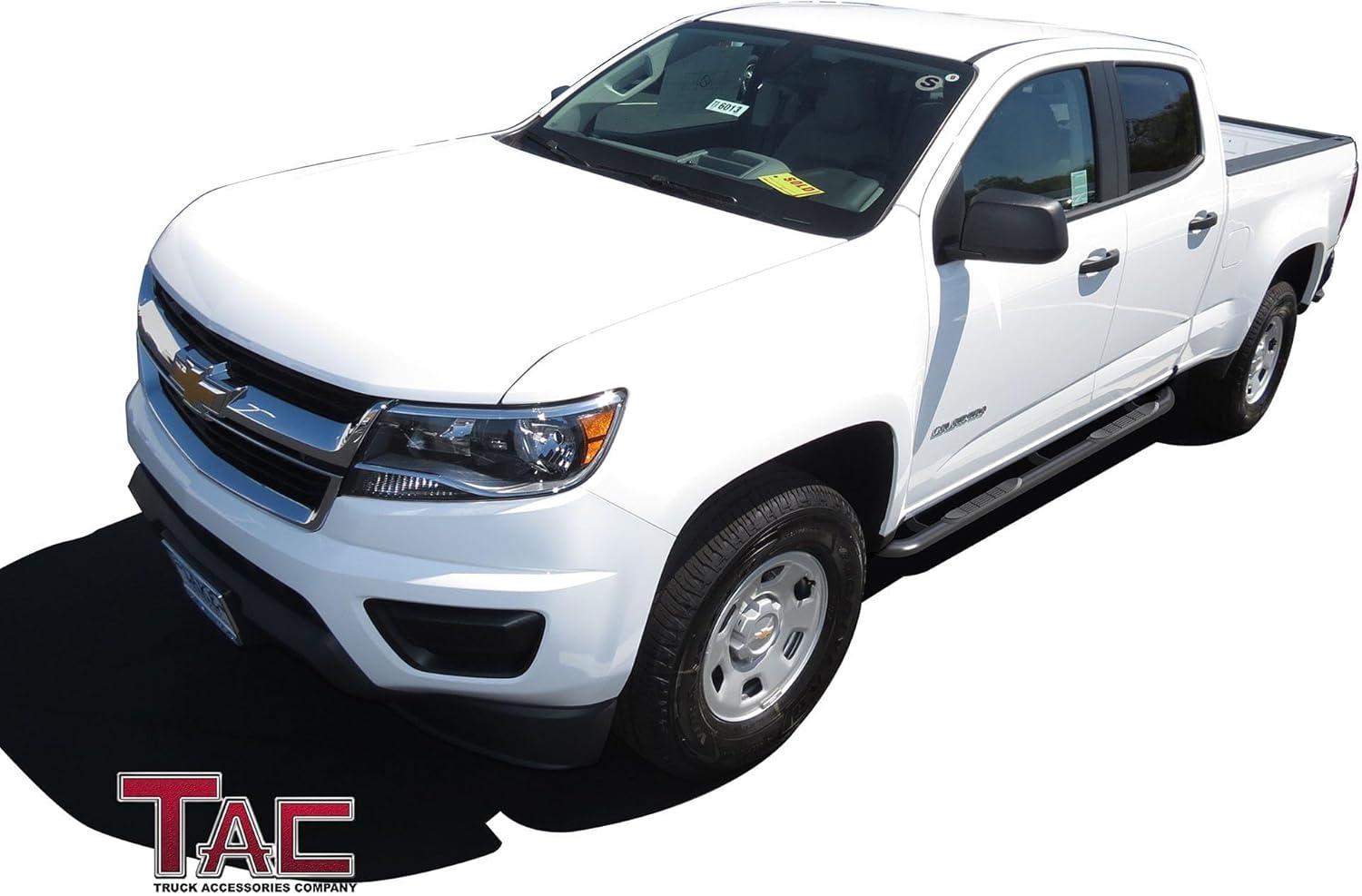 imageTAC Side Steps Fit 20152025 Chevy ColoradoGMC Canyon Crew Cab 90deg Bent Ends Pickup Truck 3quot Stainless Steel Side Bars Nerf Bars Running Boards Rock Panel Off Road Accessories 2 PiecesGloss Black