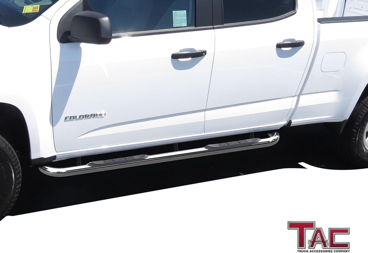 imageTAC Side Steps Fit 20152025 Chevy ColoradoGMC Canyon Crew Cab 90deg Bent Ends Pickup Truck 3quot Stainless Steel Side Bars Nerf Bars Running Boards Rock Panel Off Road Accessories 2 PiecesStainless Steel