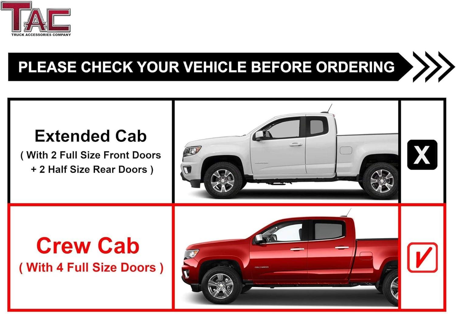 imageTAC Side Steps Fit 20152025 Chevy ColoradoGMC Canyon Crew Cab 90deg Bent Ends Pickup Truck 3quot Stainless Steel Side Bars Nerf Bars Running Boards Rock Panel Off Road Accessories 2 PiecesHeavy Texture