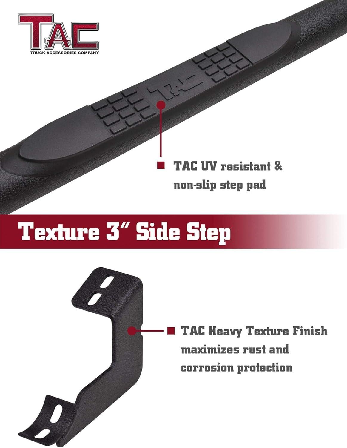 imageTAC Side Steps Fit 20152025 Chevy ColoradoGMC Canyon Crew Cab 90deg Bent Ends Pickup Truck 3quot Stainless Steel Side Bars Nerf Bars Running Boards Rock Panel Off Road Accessories 2 PiecesHeavy Texture