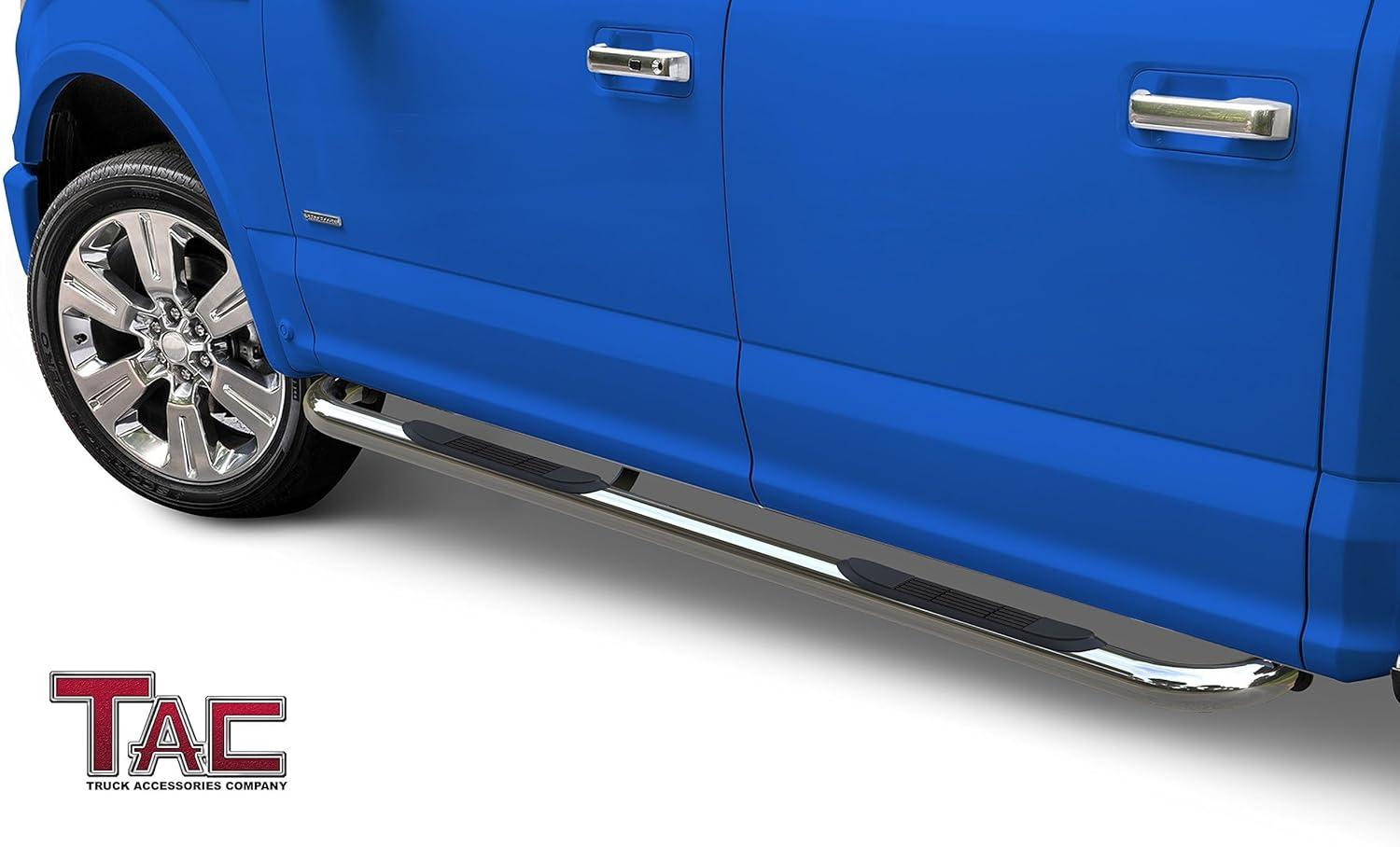 imageTAC Side Steps Fit 20152025 Ford F150 SuperCrew Cab ampamp 20222025 F150 Lightning EV 20172025 F250350450550 Super Duty Crew Cab Truck Pickup 3quot Black Nerf Bars Running Boards 2PcsStainless Steel